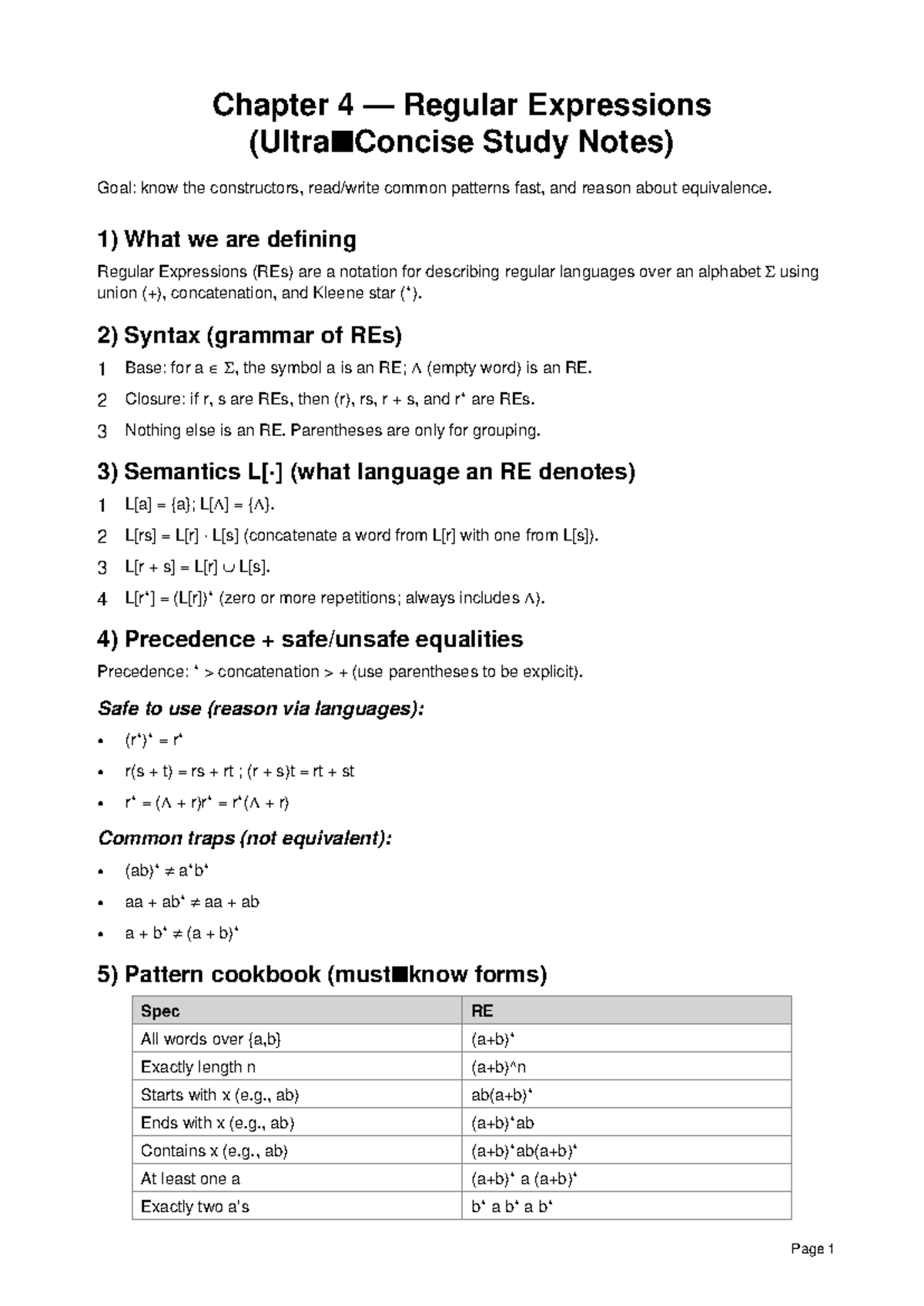 Chapter 4 REs: Key Concepts & Patterns Summary - Studocu