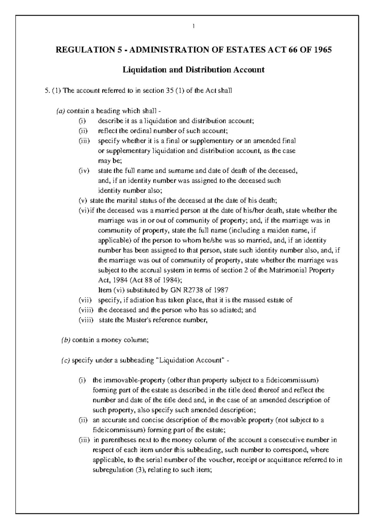 Regulation 5: Liquidation and Distribution of Estates - Key Provisions ...