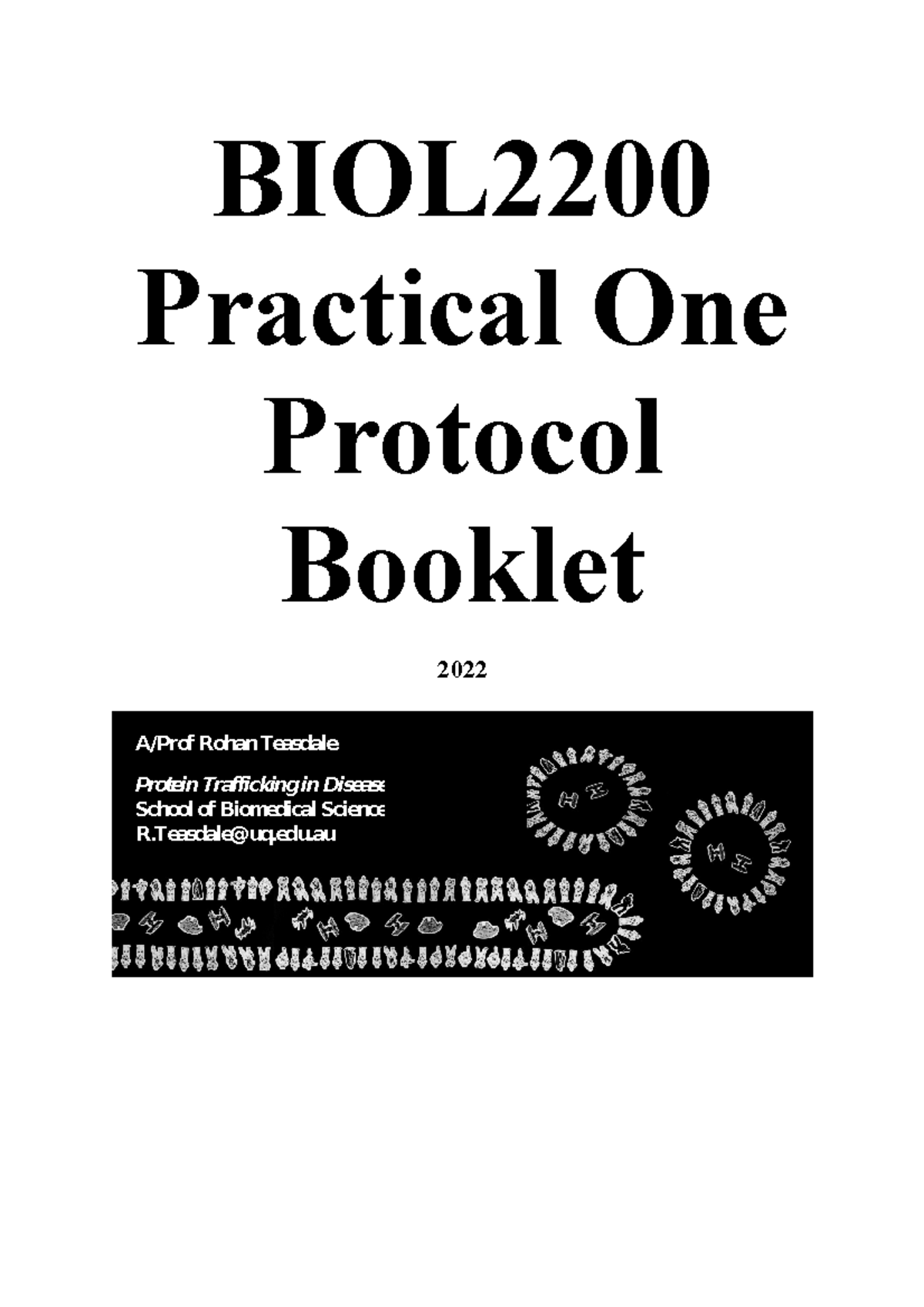 Practical 1 manual completed - BIOL Practical One Protocol Booklet 2022 ...