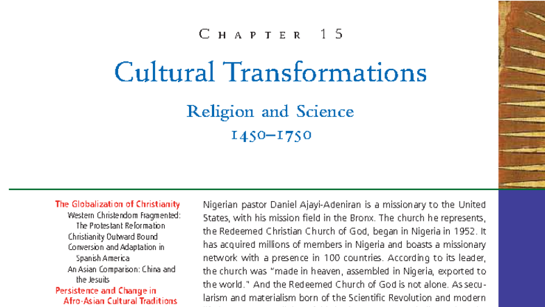 Chapter 15 - APWH: Cultural Transformations in Religion and Science ...