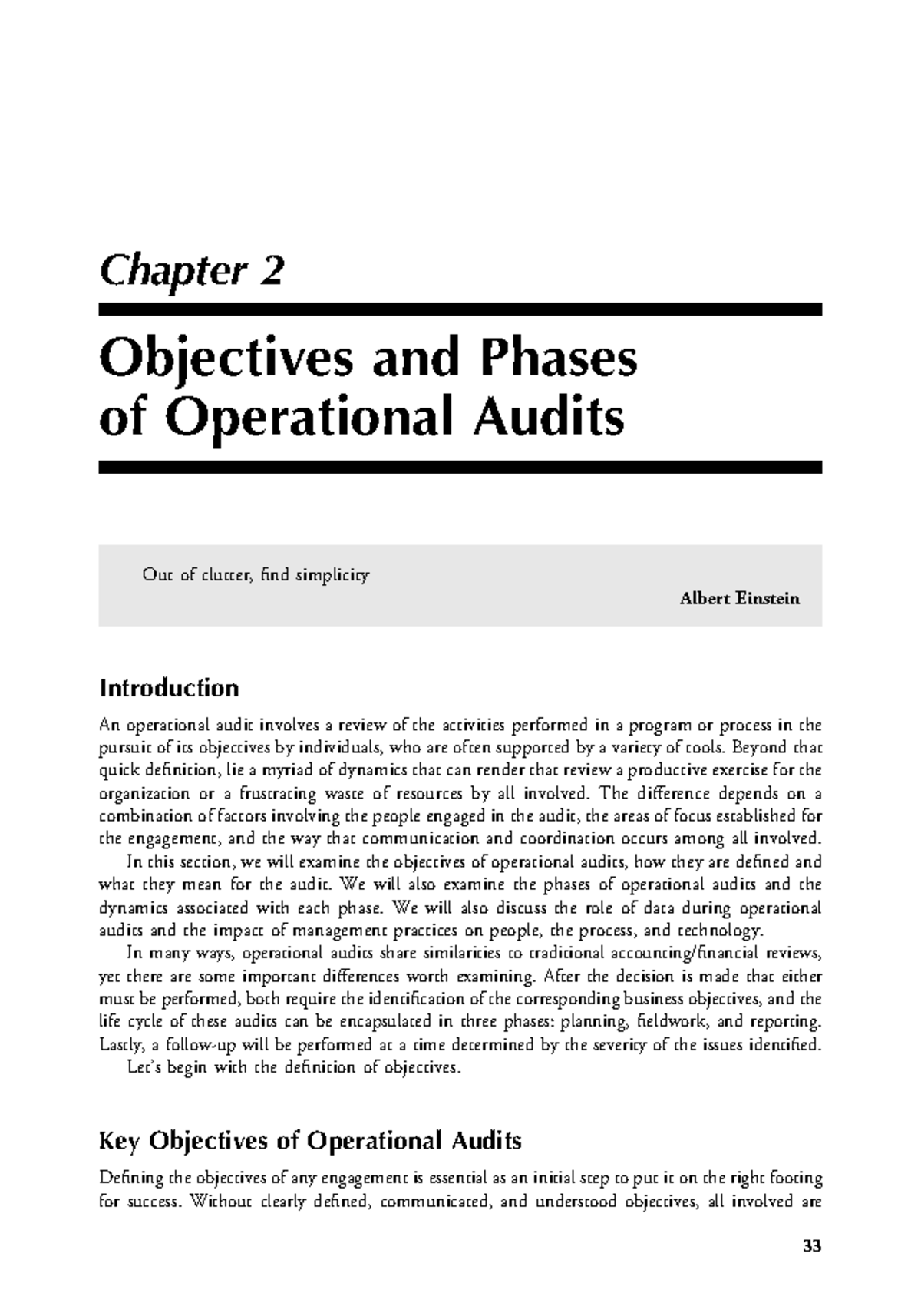 Chapter 2 Operationa Auditing - Chapter 2 Objectives and Phases of ...