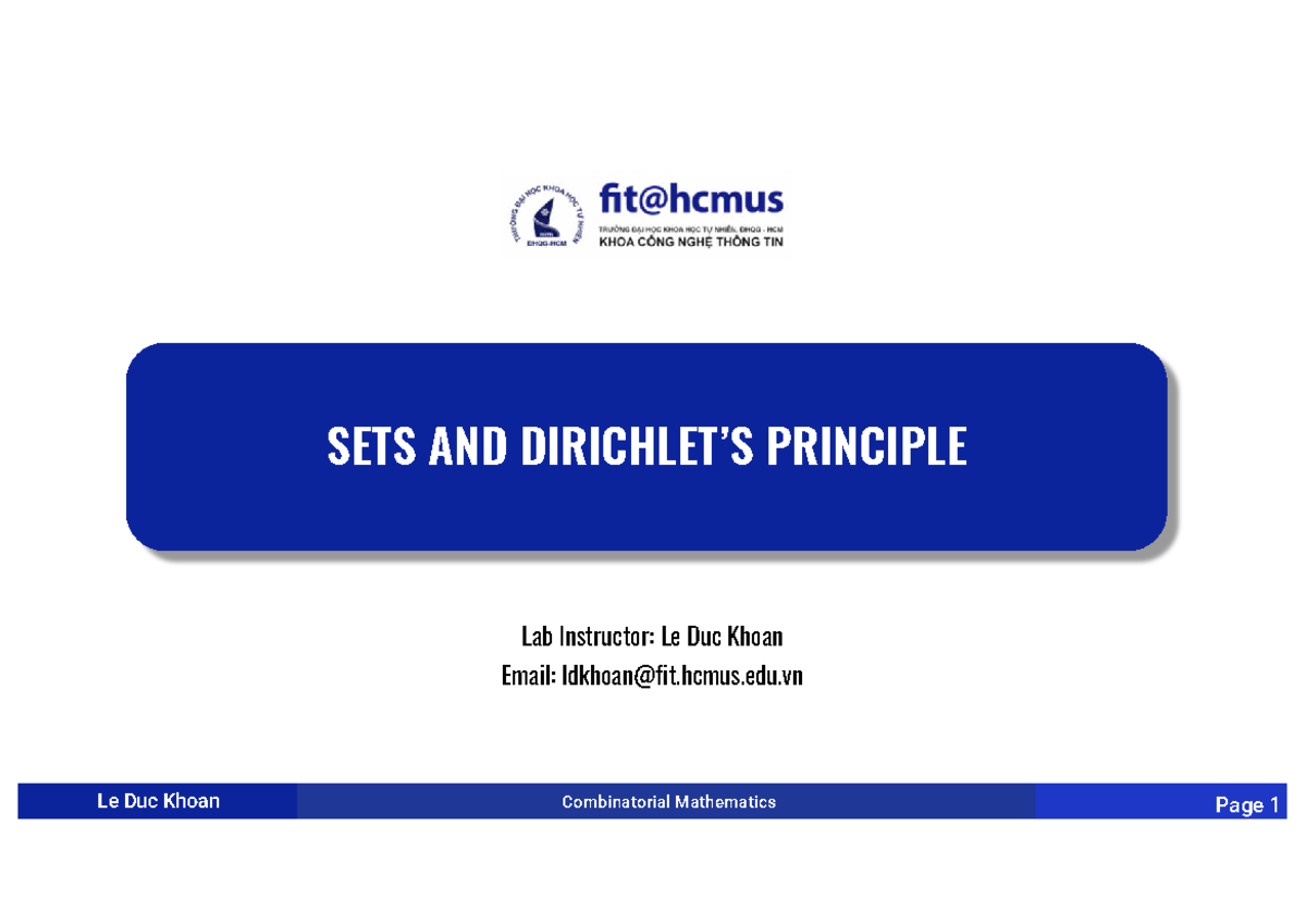 THTH-25C06: Sets and Dirichlet's Principle - Combinatorial Math ...