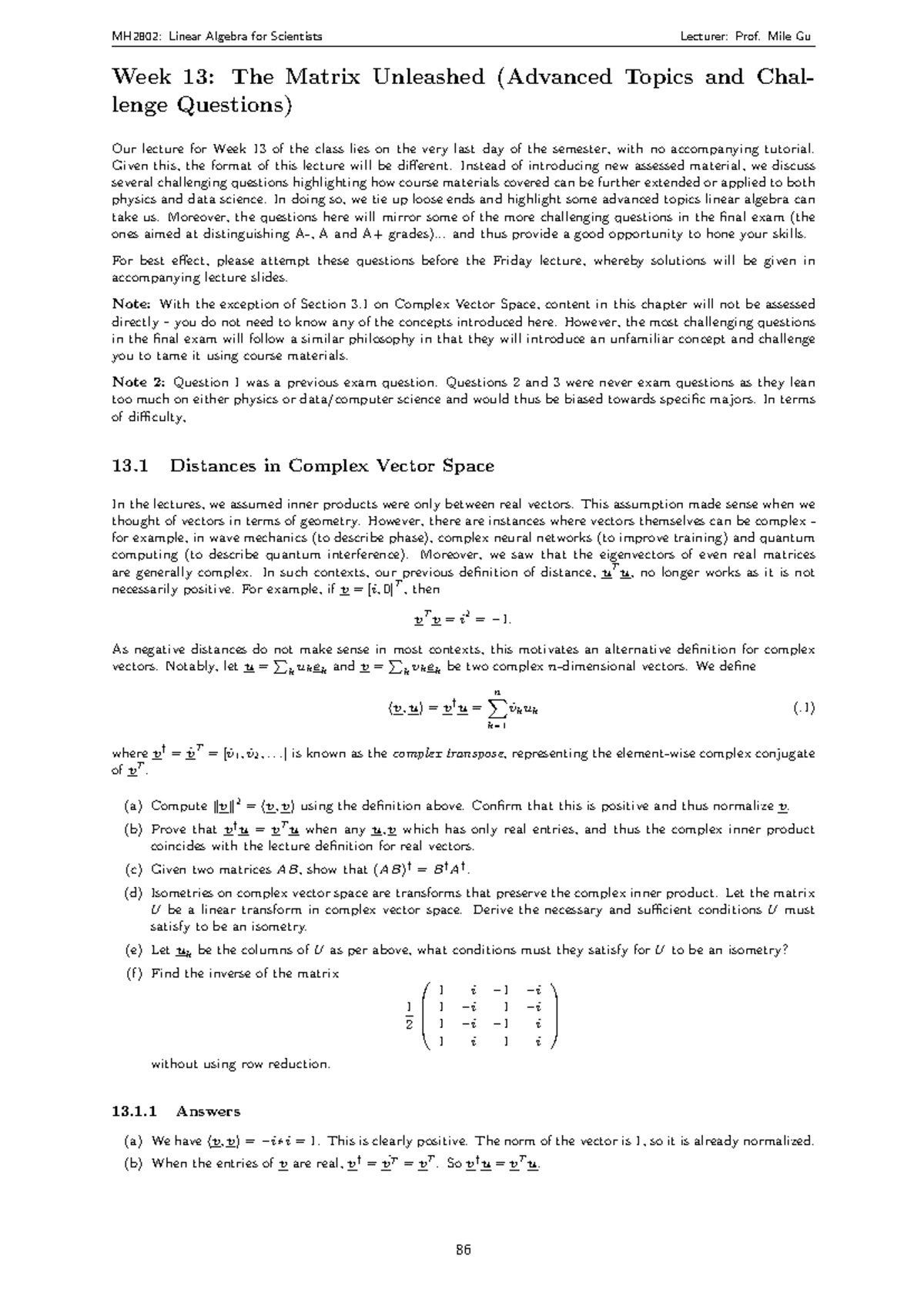 Week13 lecture notes - Week 13: The Matrix Unleashed (Advanced Topics ...