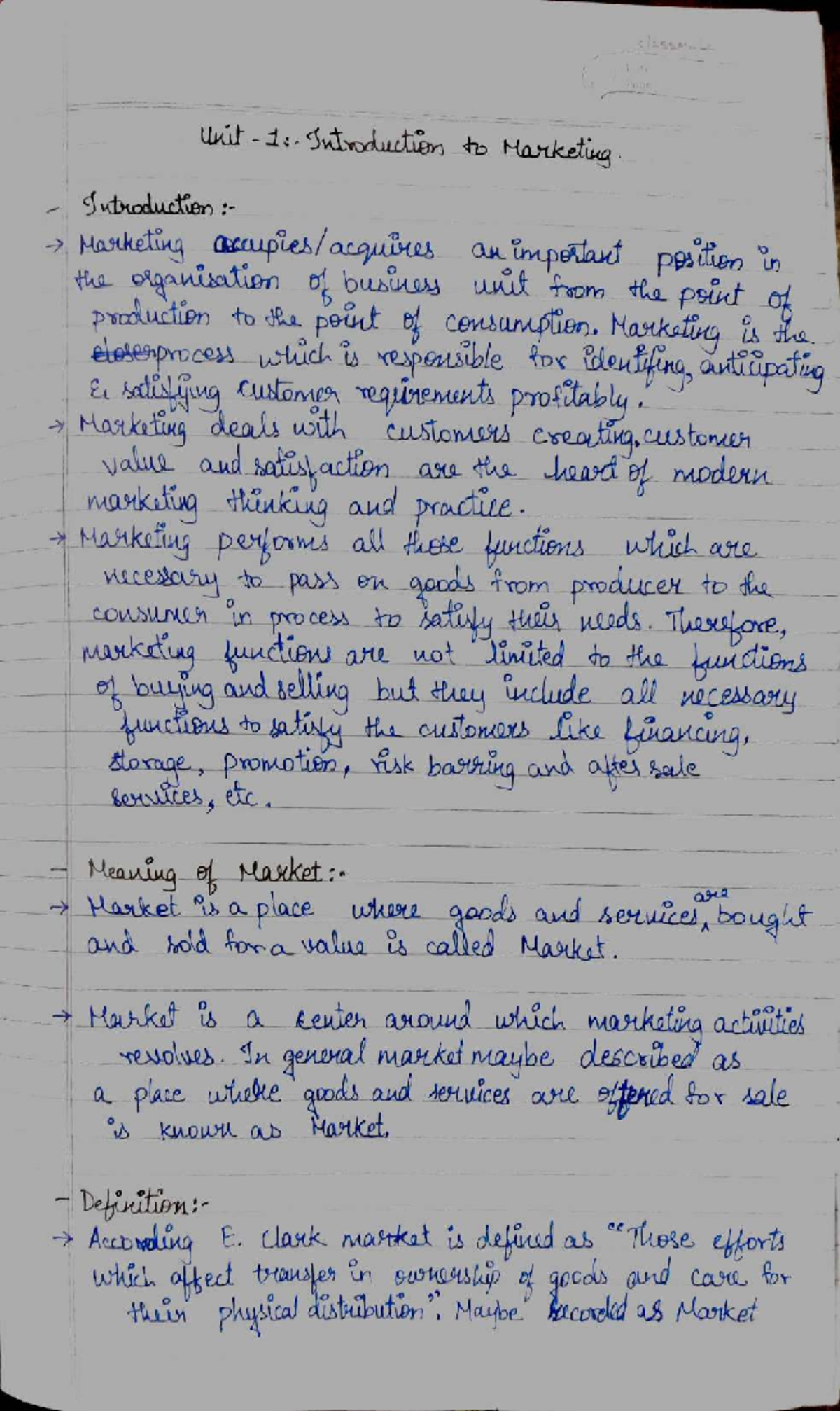 Marketing Concepts and Strategies: PM Notes Unit 1 - Studocu