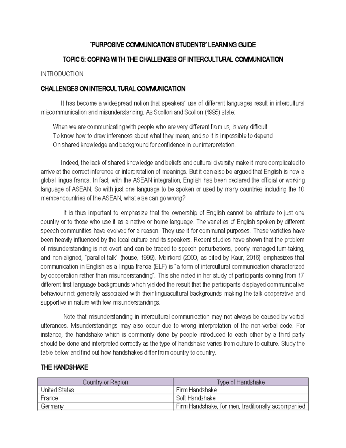 COMM 620584864 Lesson 5: Coping with Intercultural Communication ...