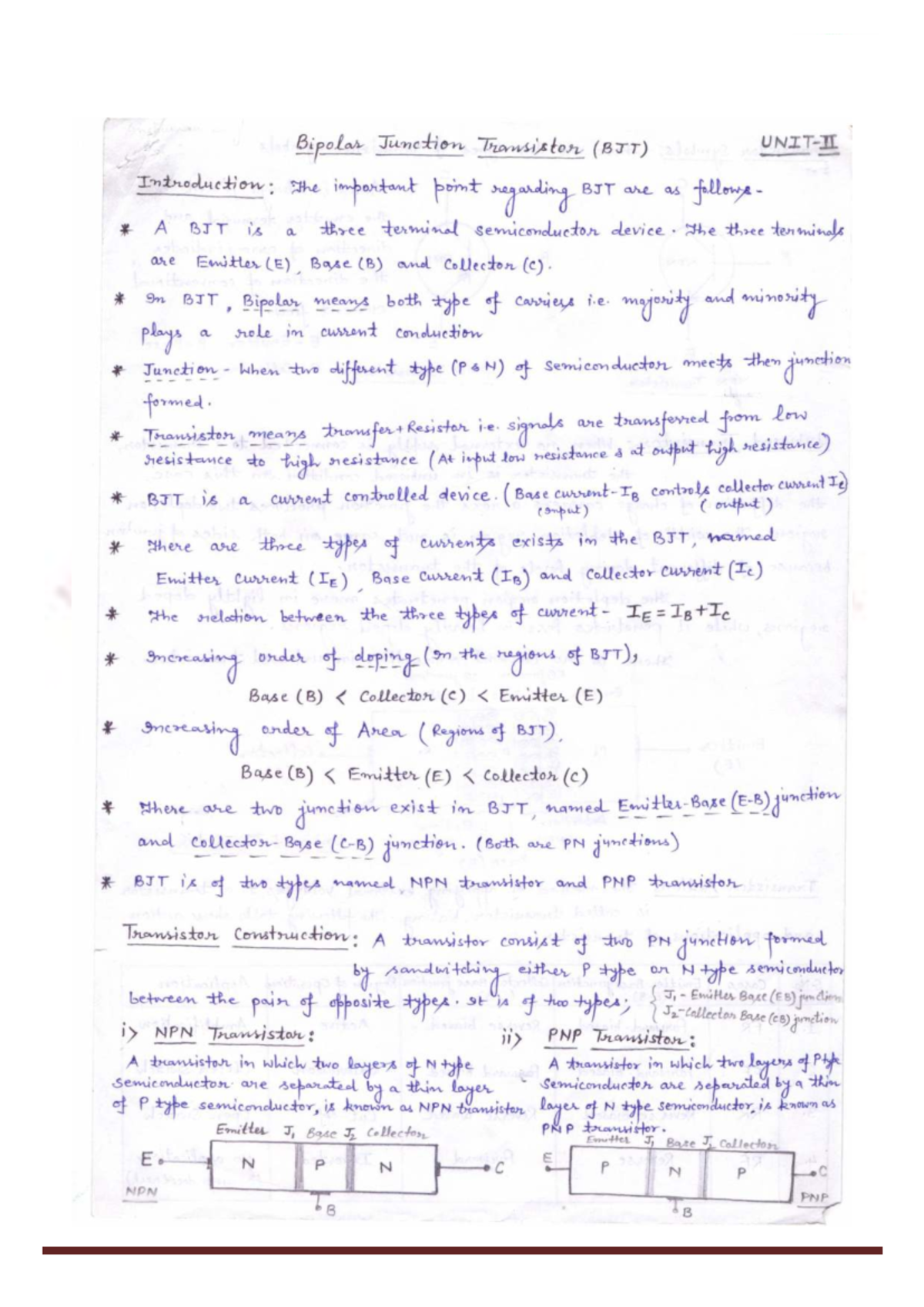 BJT and FET Overview - NIET ECE Dept. Lecture Notes - Studocu