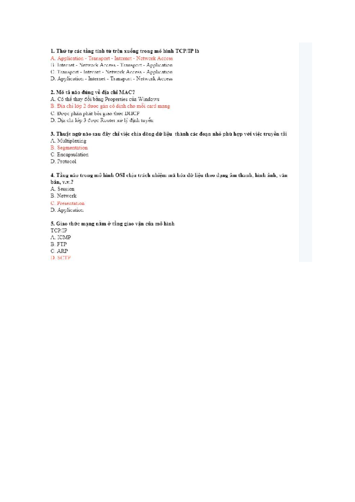 TCP/IP Network Model Quiz Questions and Answers - Studocu