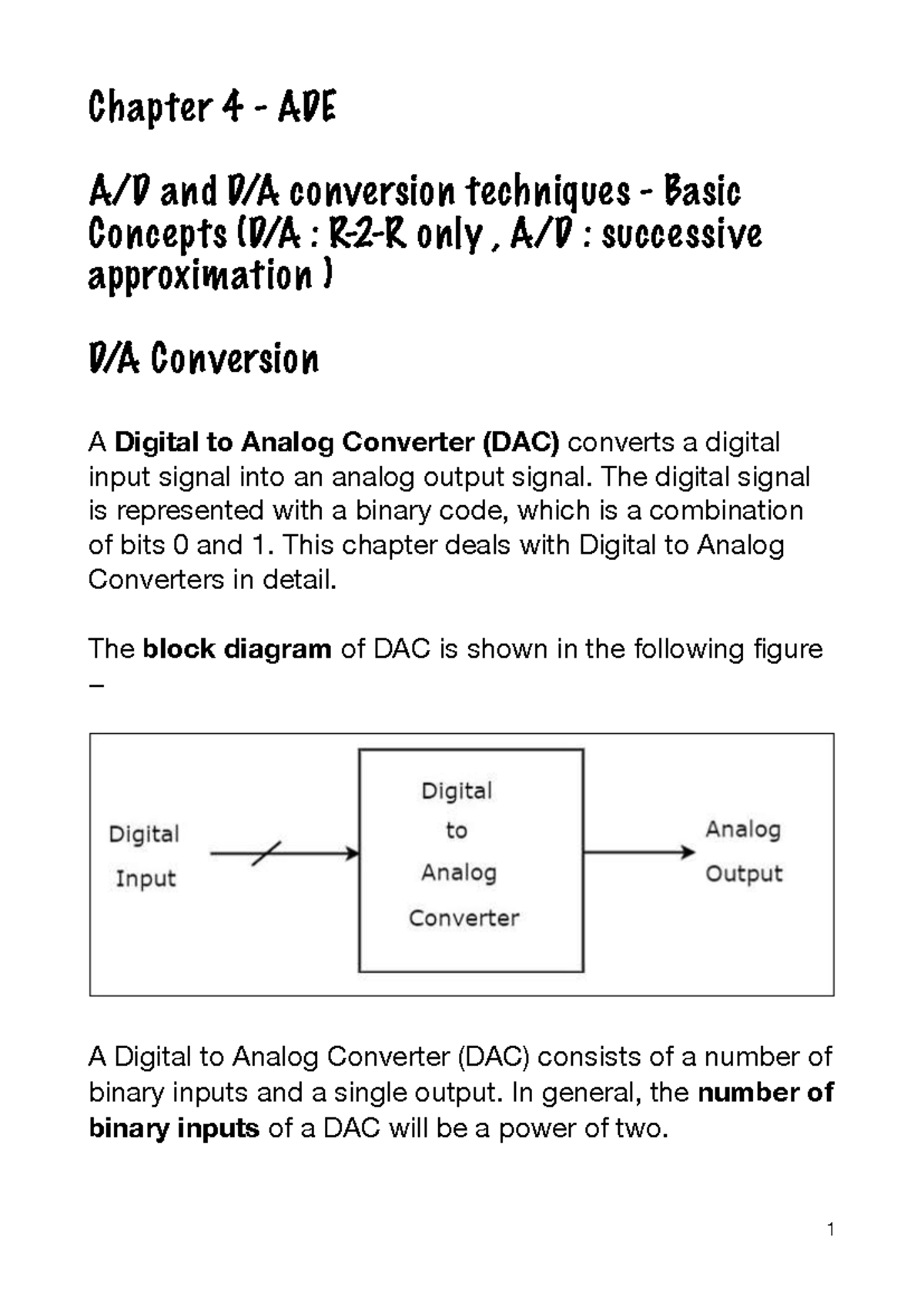 Chapter 4 - ADE - Digital and Analog Conversion Techniques Notes - Studocu