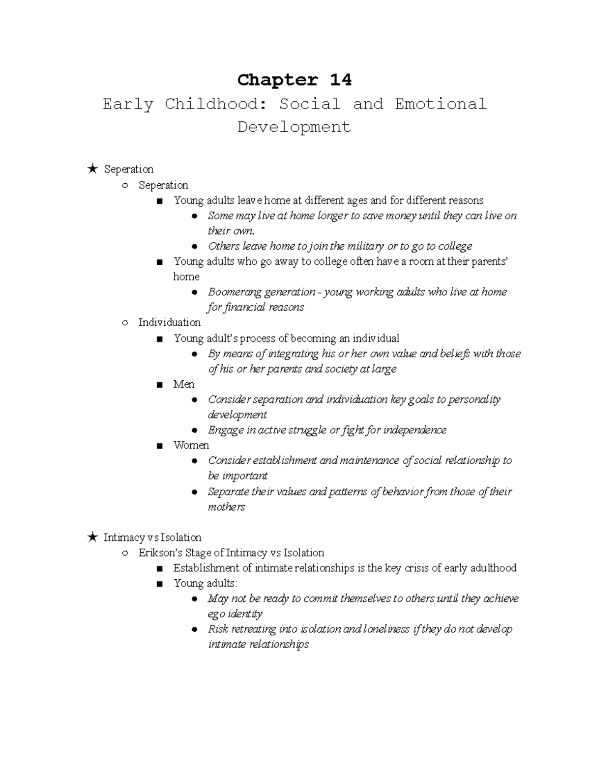 Chapter 14 - Chapter 14 Early Childhood: Social and Emotional ...