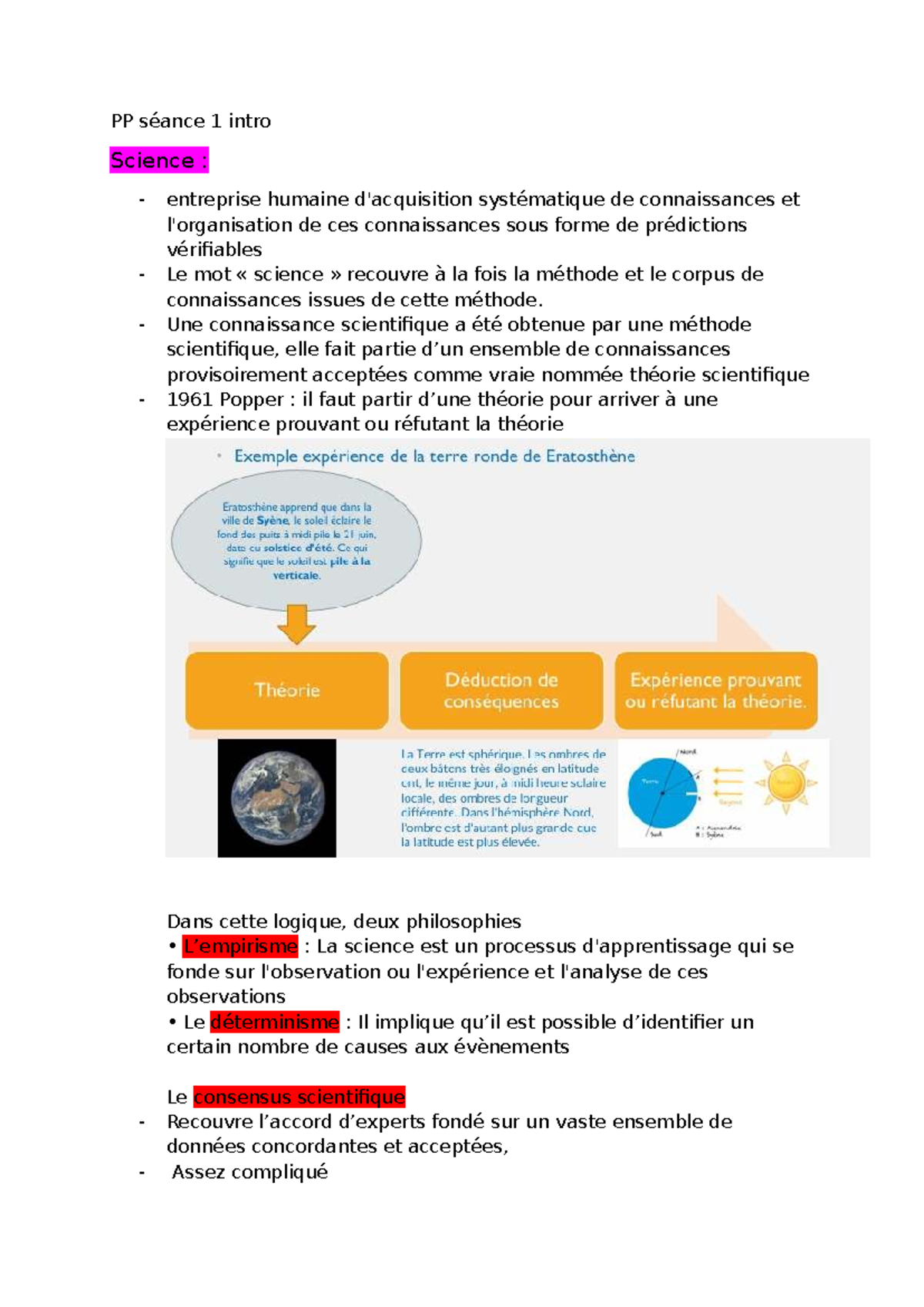PP séance 1 : Introduction à la Science et à la Psychologie - Studocu