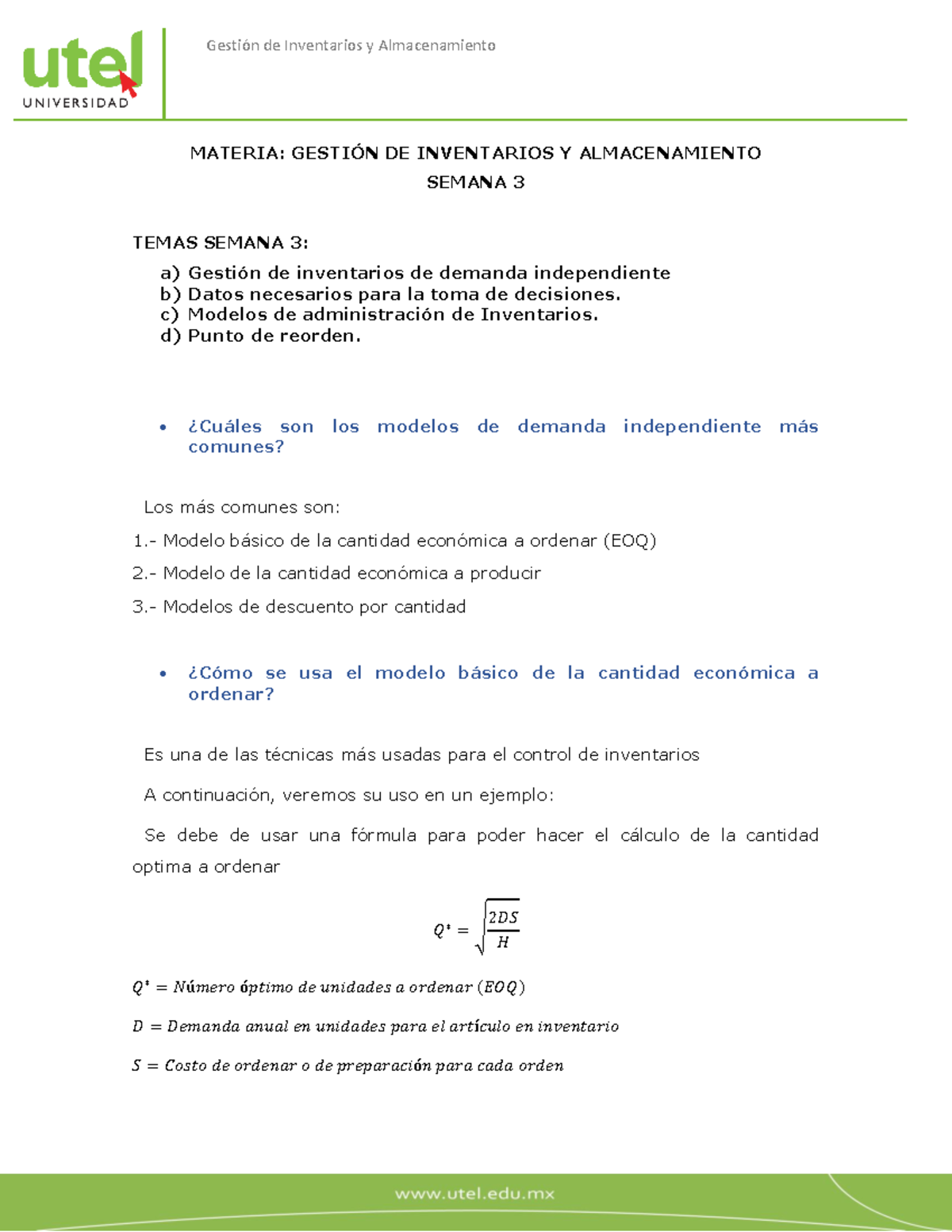 Gestión de Inventarios y Almacenamiento - Semana 3 (Curso: Null) - Studocu