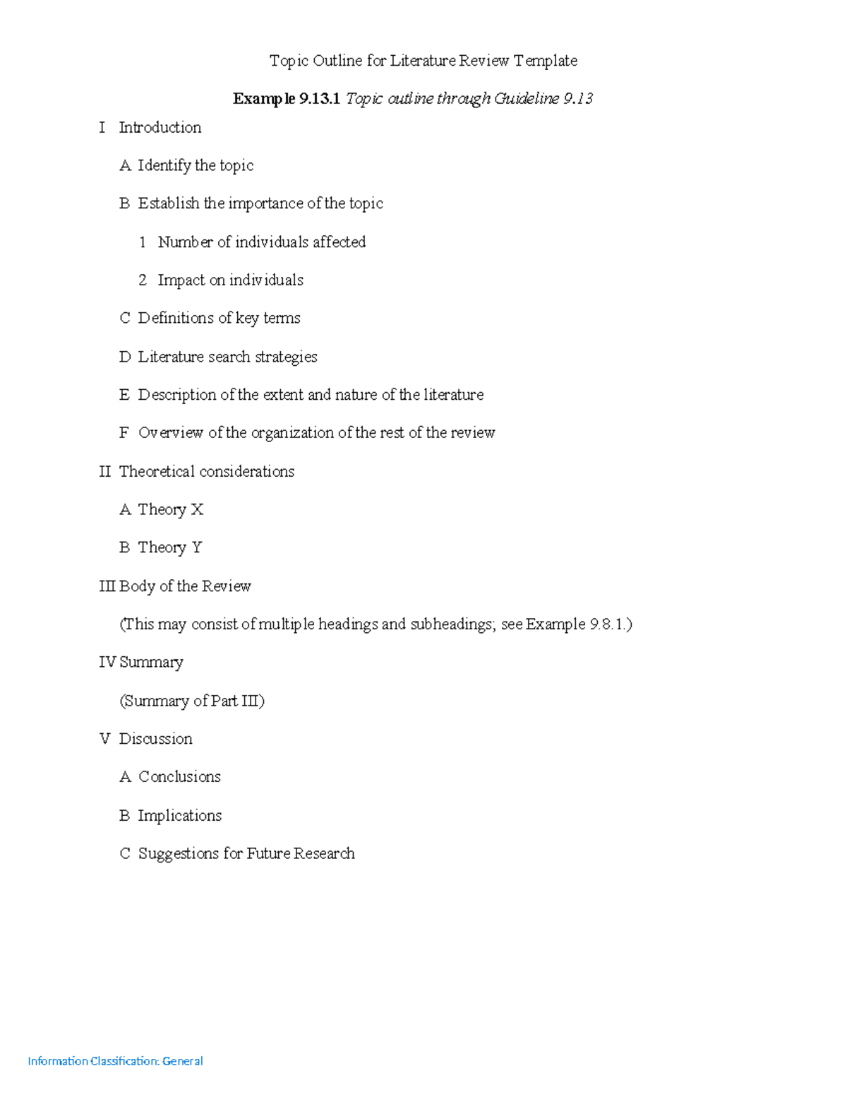 Literature Review Outline Template (Example 9.13) - Studocu
