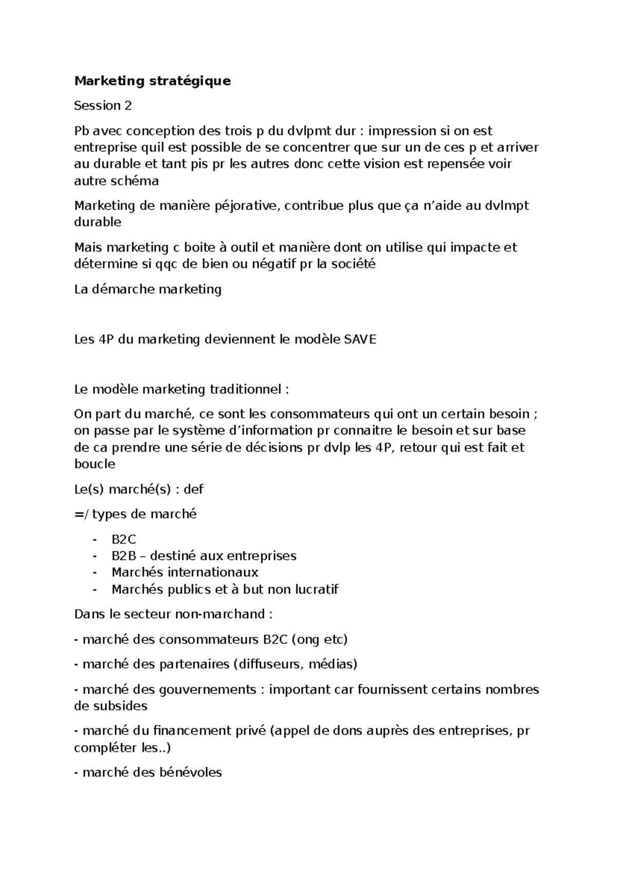 Marketing Stratégique S2 : Les 4P et le Modèle SAVE pour le Dvlpt ...