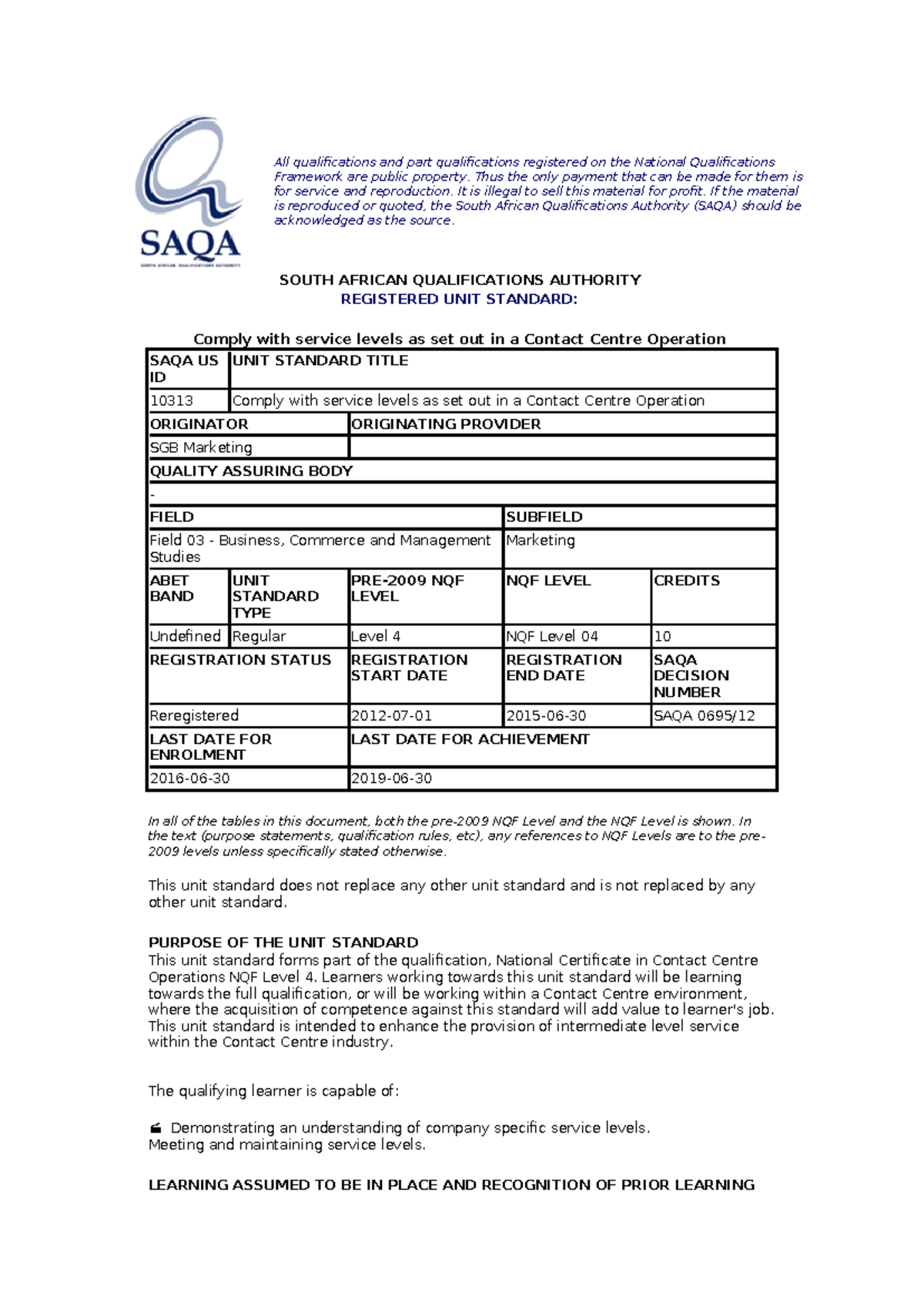 SAQA - 10313 - jlbknkjj - All qualifications and part qualifications ...