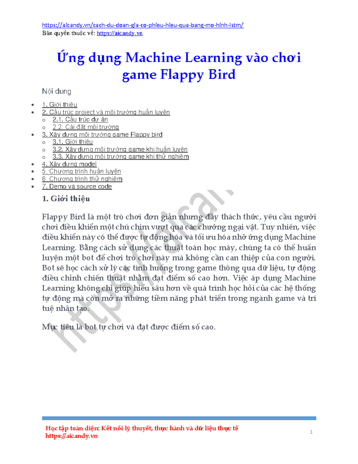 Ứng dụng Machine Learning cho trò chơi Flappy Bird - Tài liệu hướng dẫn ...