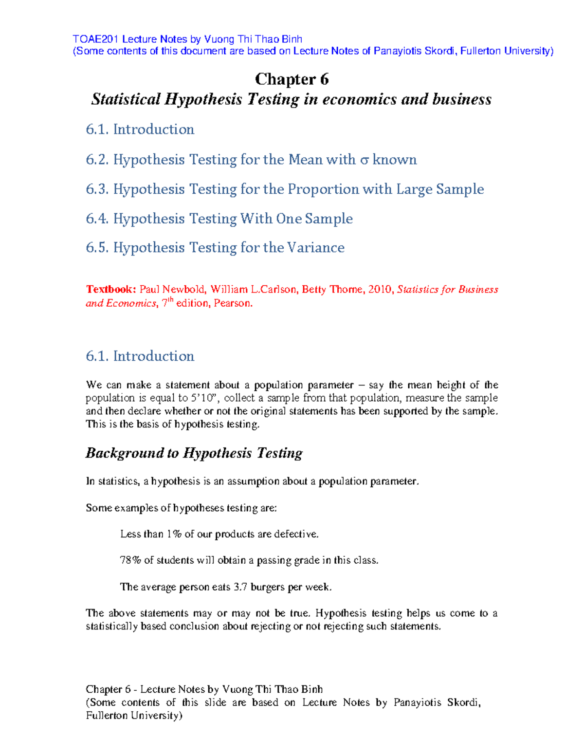 TOAE201-Lecture Notes-Ch. 6: Statistical Hypothesis Testing Insights ...