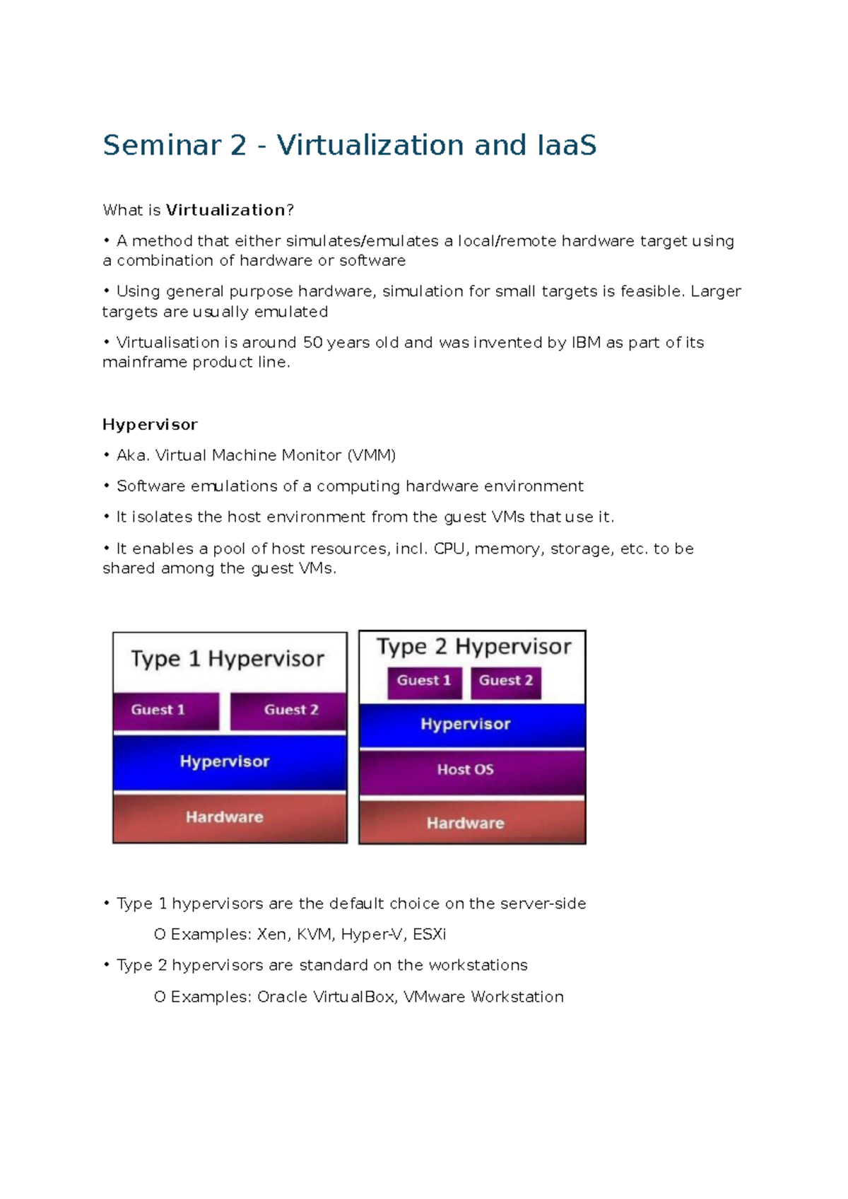 ICT335 Seminar 2: Understanding Virtualization and IaaS Concepts - Studocu