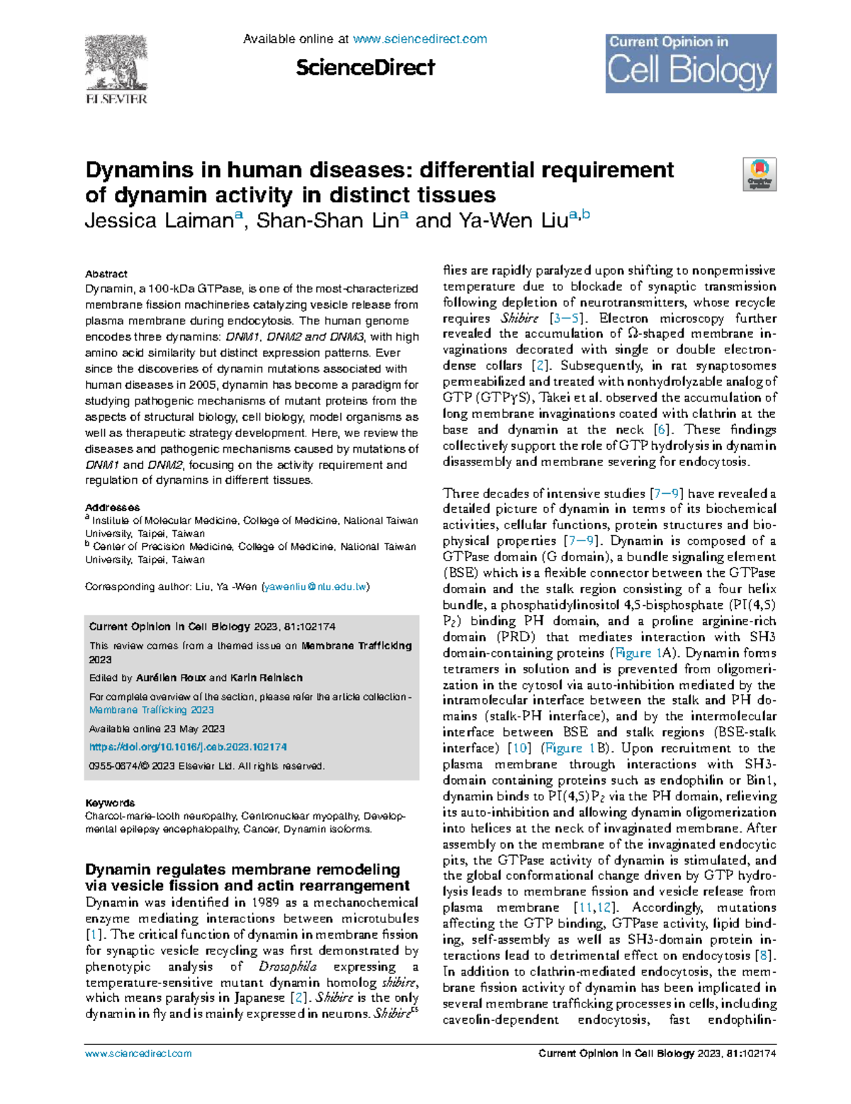 Dynamin-2 Dynamics and Bin1 Interaction in Centronuclear Myopathy - Studocu