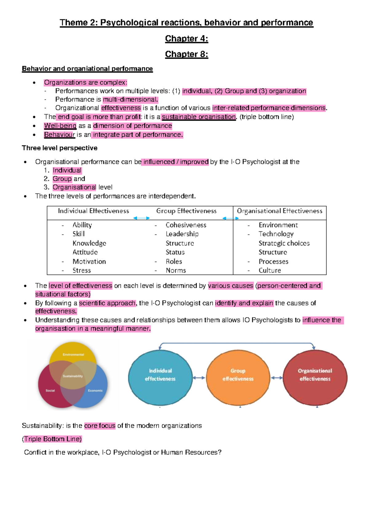 IP Theme 2: Psychological Reactions and Organizational Performance ...