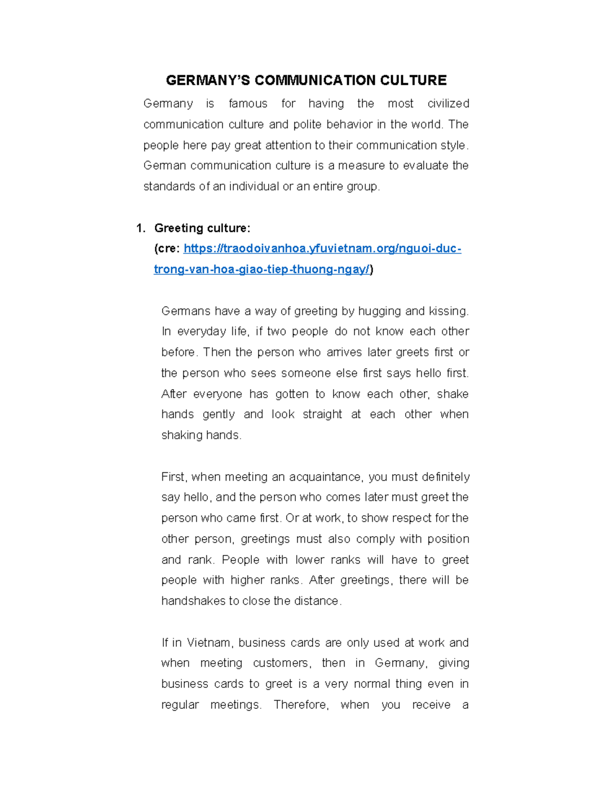 Germany’S Communication Culture - GERMANY’S COMMUNICATION CULTURE ...