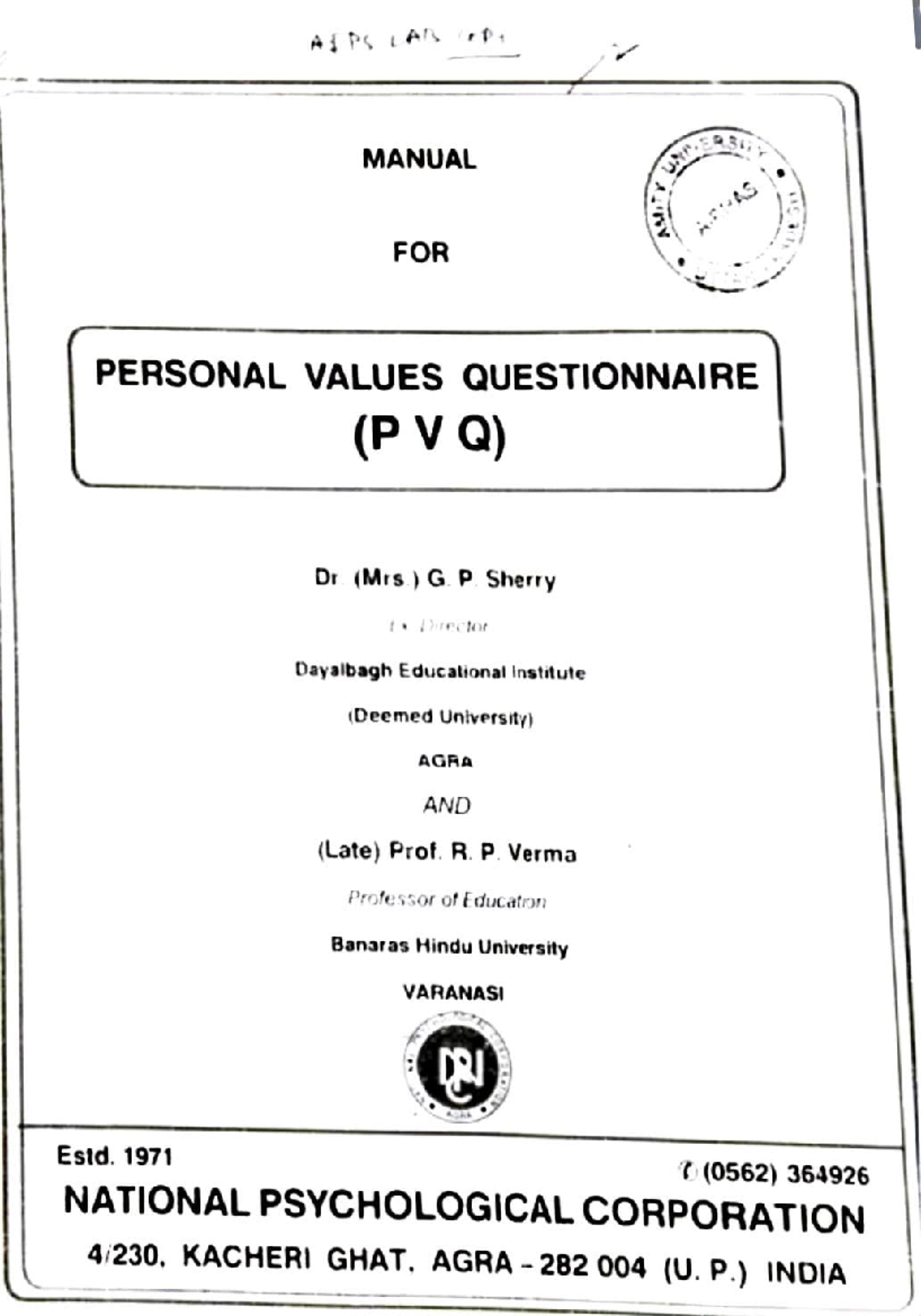 PVQ Manual: Personal Values Questionnaire Overview and Insights - Studocu