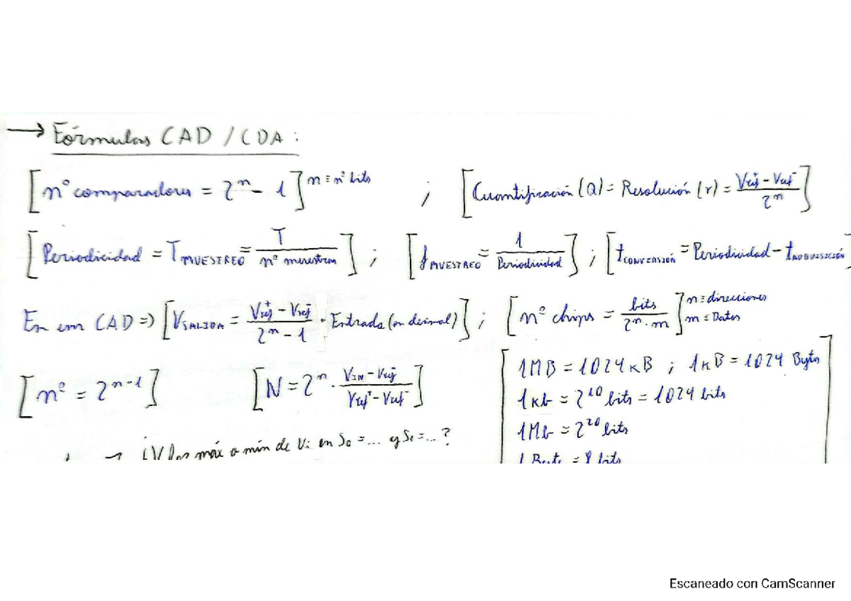 Formulas CAD/CDA: Minitits, Resolución y Periodicidad - Studocu