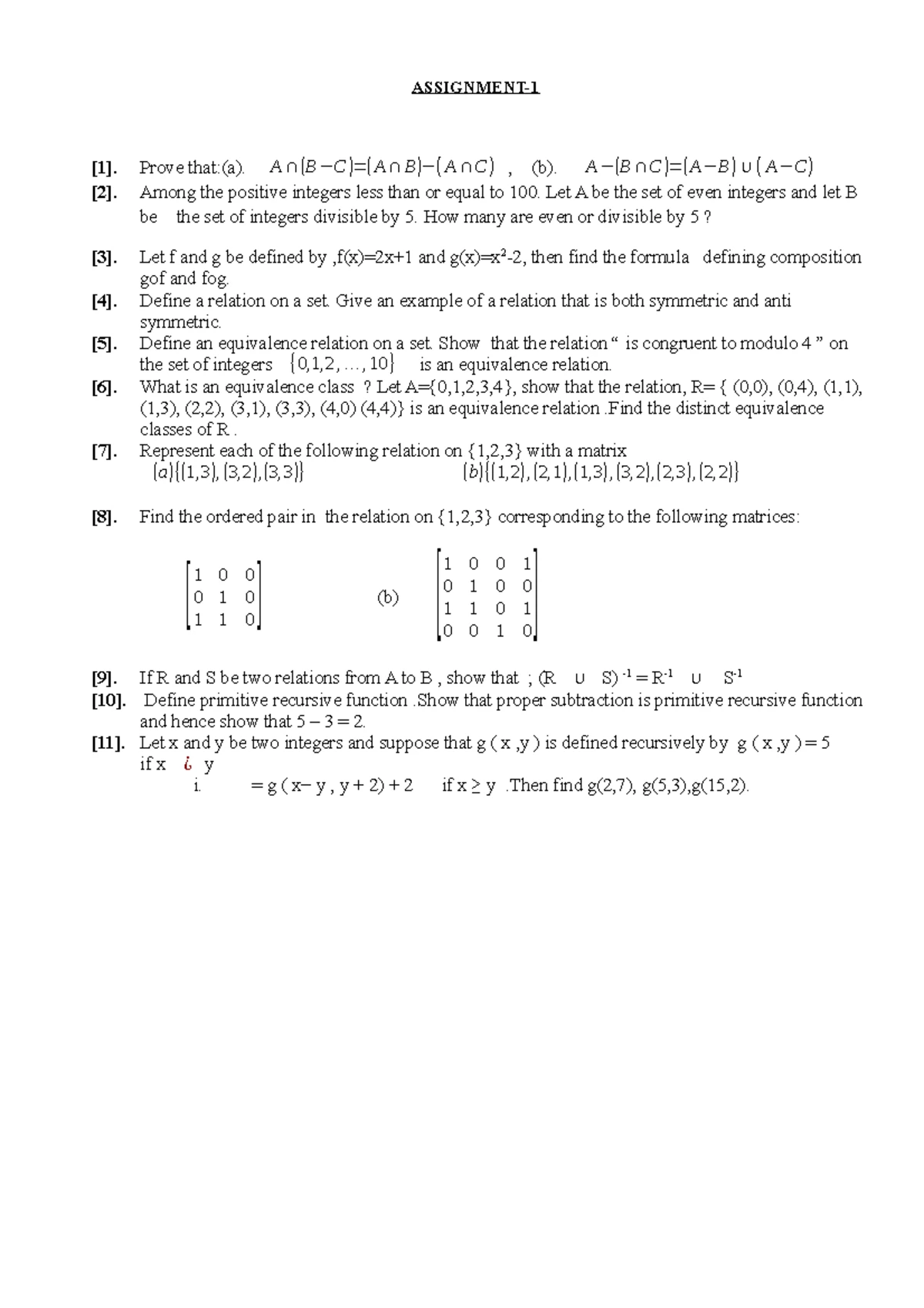 Assignment 3 - dis - ASSIGNMENT 3 [1]. A bit is either 0 or 1 ; a byte ...