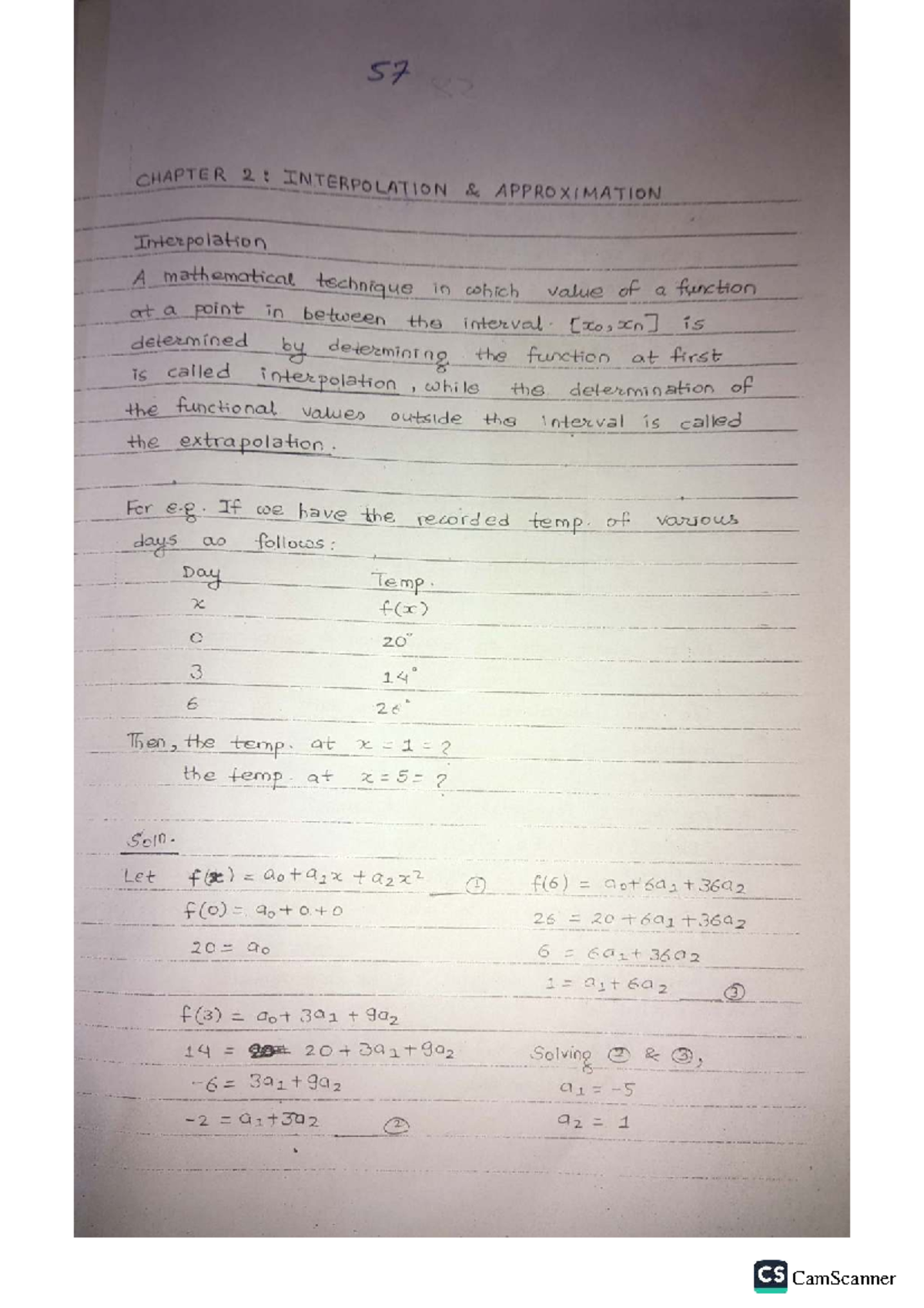 Chapter 2: Interpolation Approximation Techniques (CS 57) - Studocu