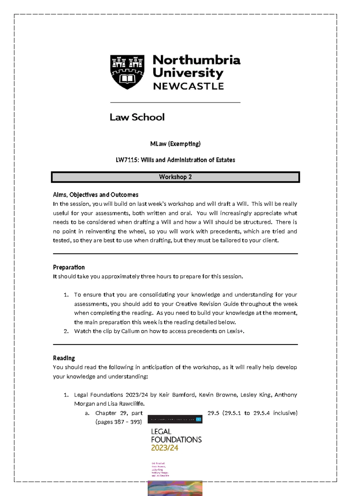 LW7115 Workshop 1 - Lecture Notes & Preparation Guide - Studocu