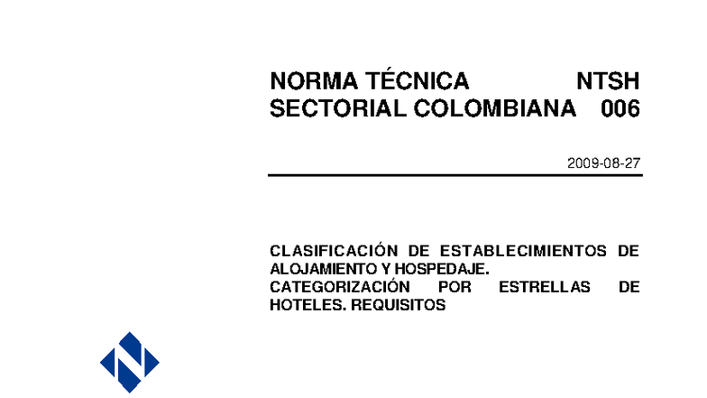 NTSH 006-2009: Clasificación y Categorización de Establecimientos de ...