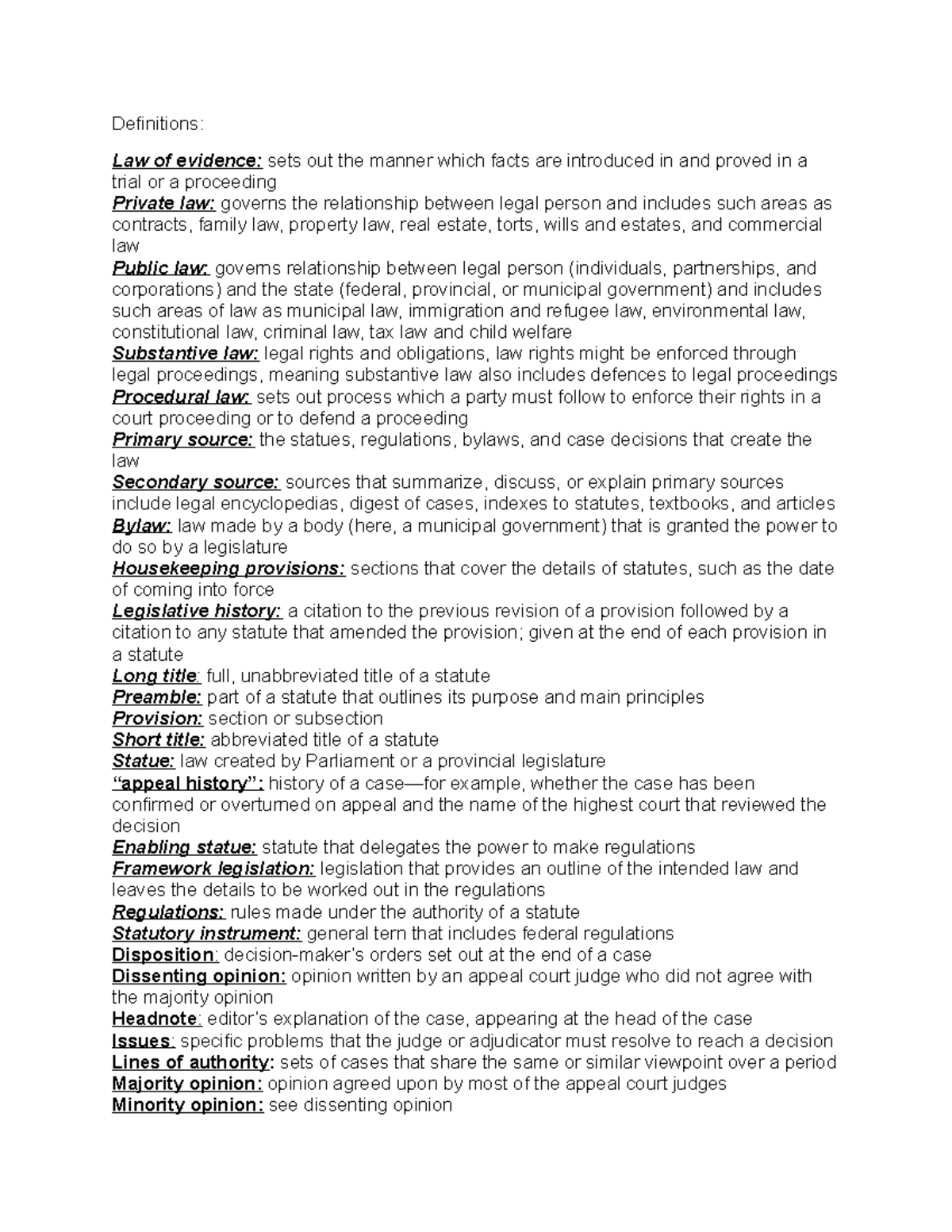 Definitions of Key Legal Concepts in Law (Course Code: LAW101) - Studocu