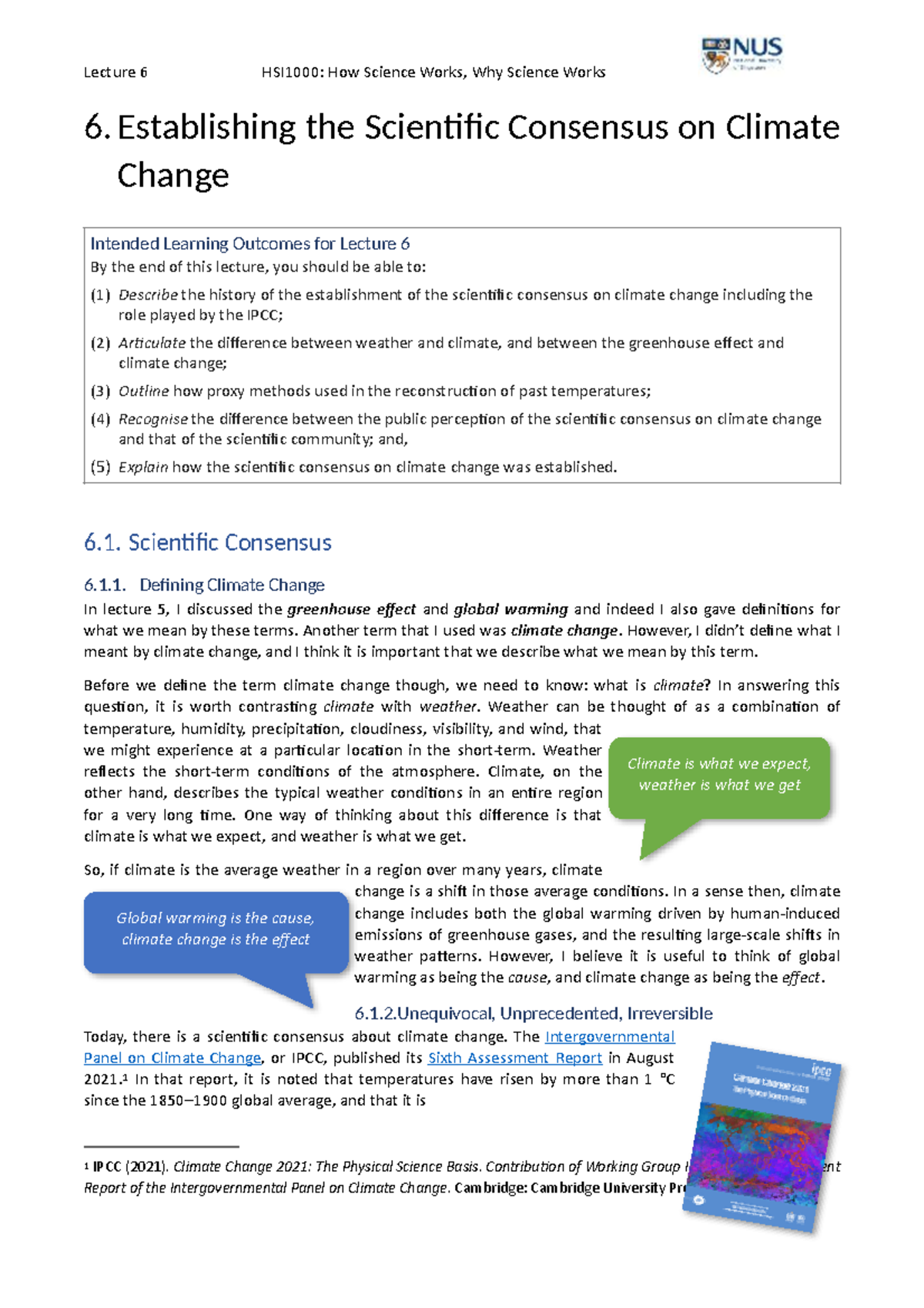 L06 Lecture Notes on Scientific Consensus and Climate Change - Studocu