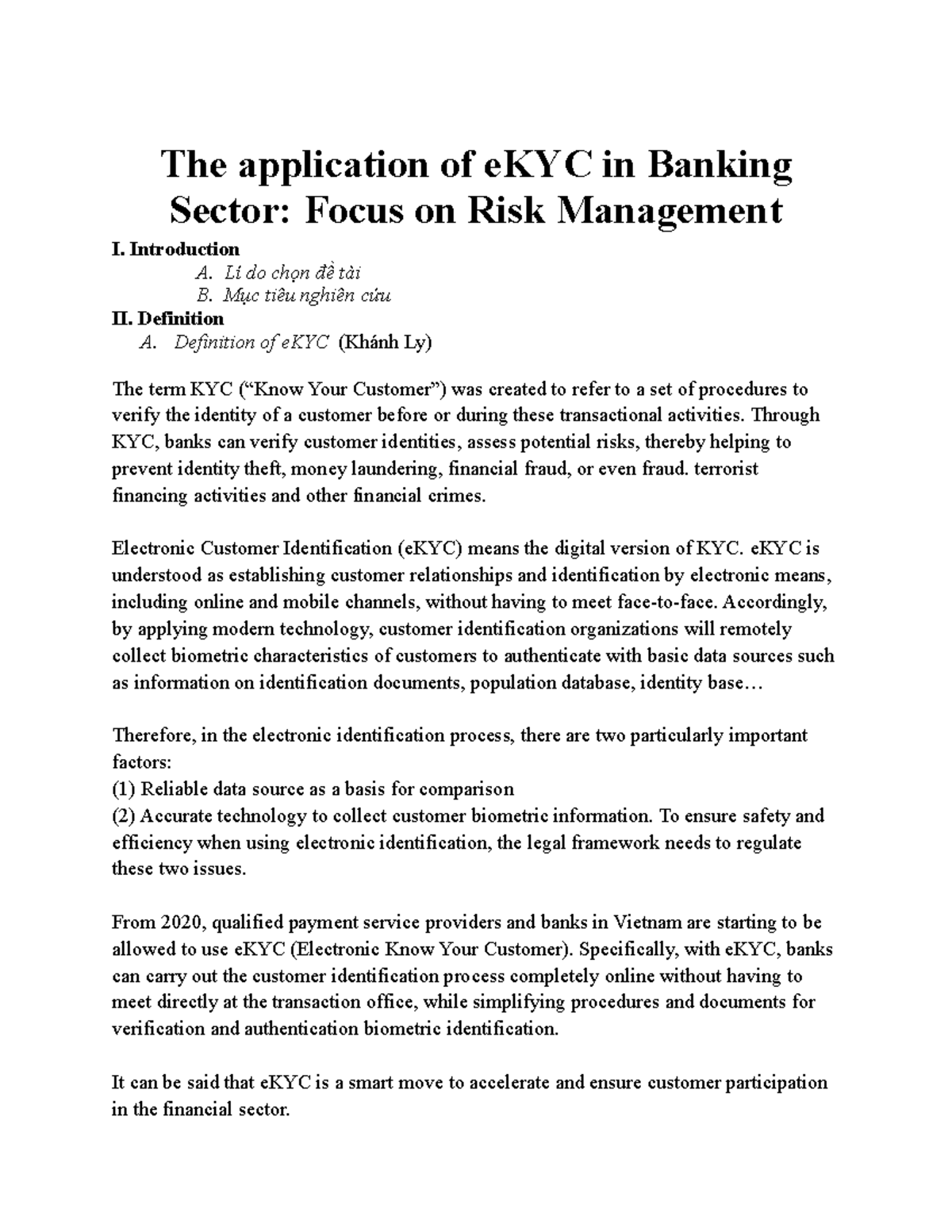 The Implementation of eKYC in Banking: Risks and Management Strategies ...