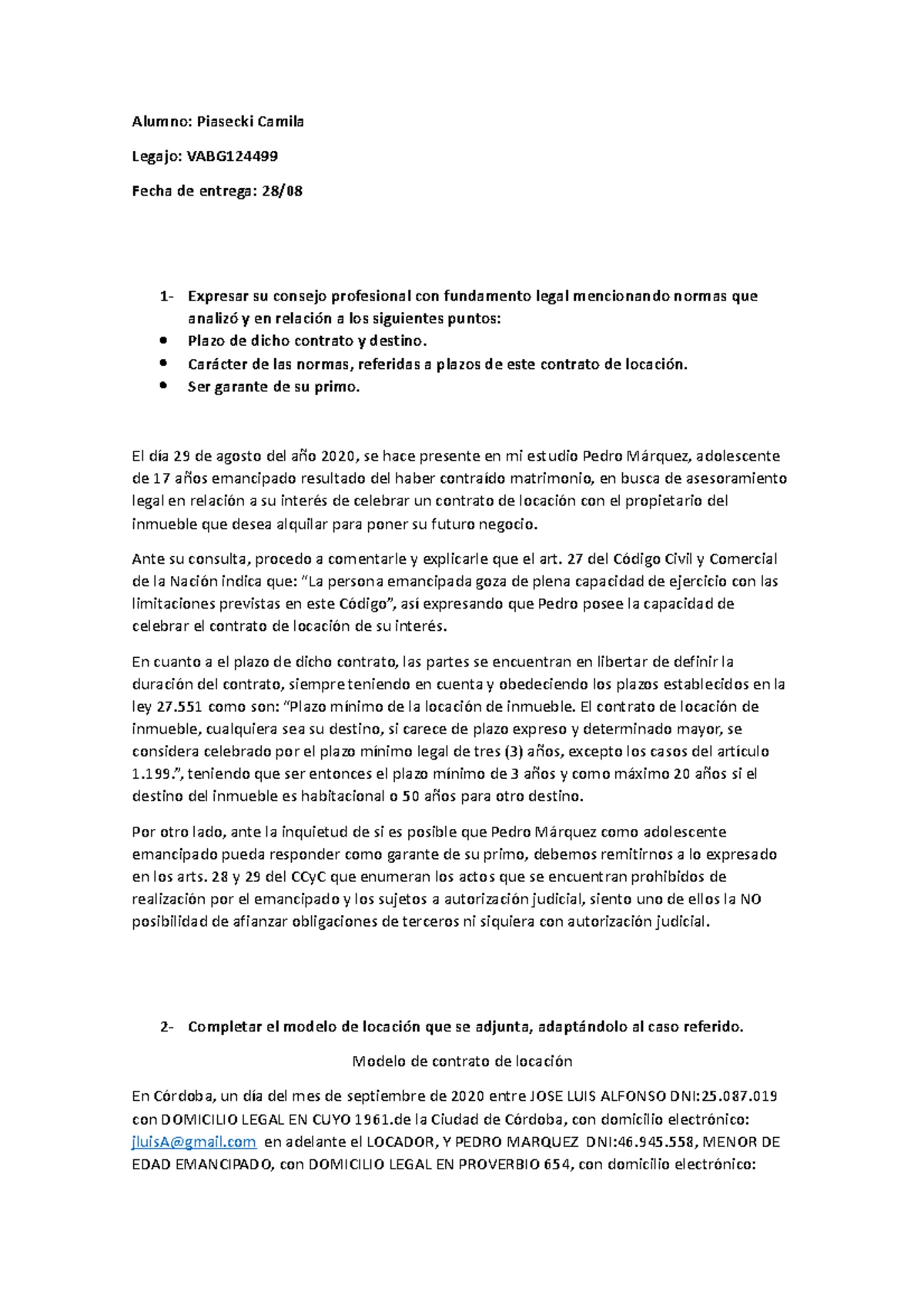 TP2 Contratos An lisis Legal Sobre Compraventa Y Reclamos De Jos Luis 