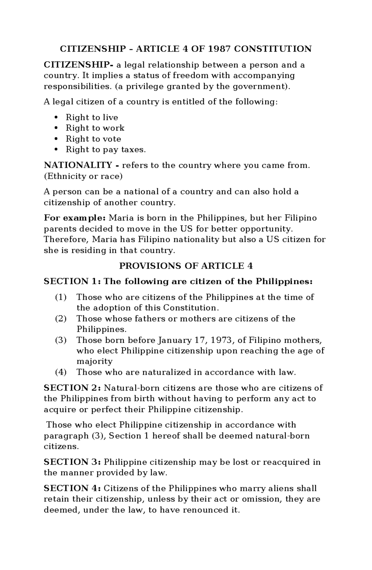 Citizenship Overview: Article 4 of the 1987 Constitution Explained ...