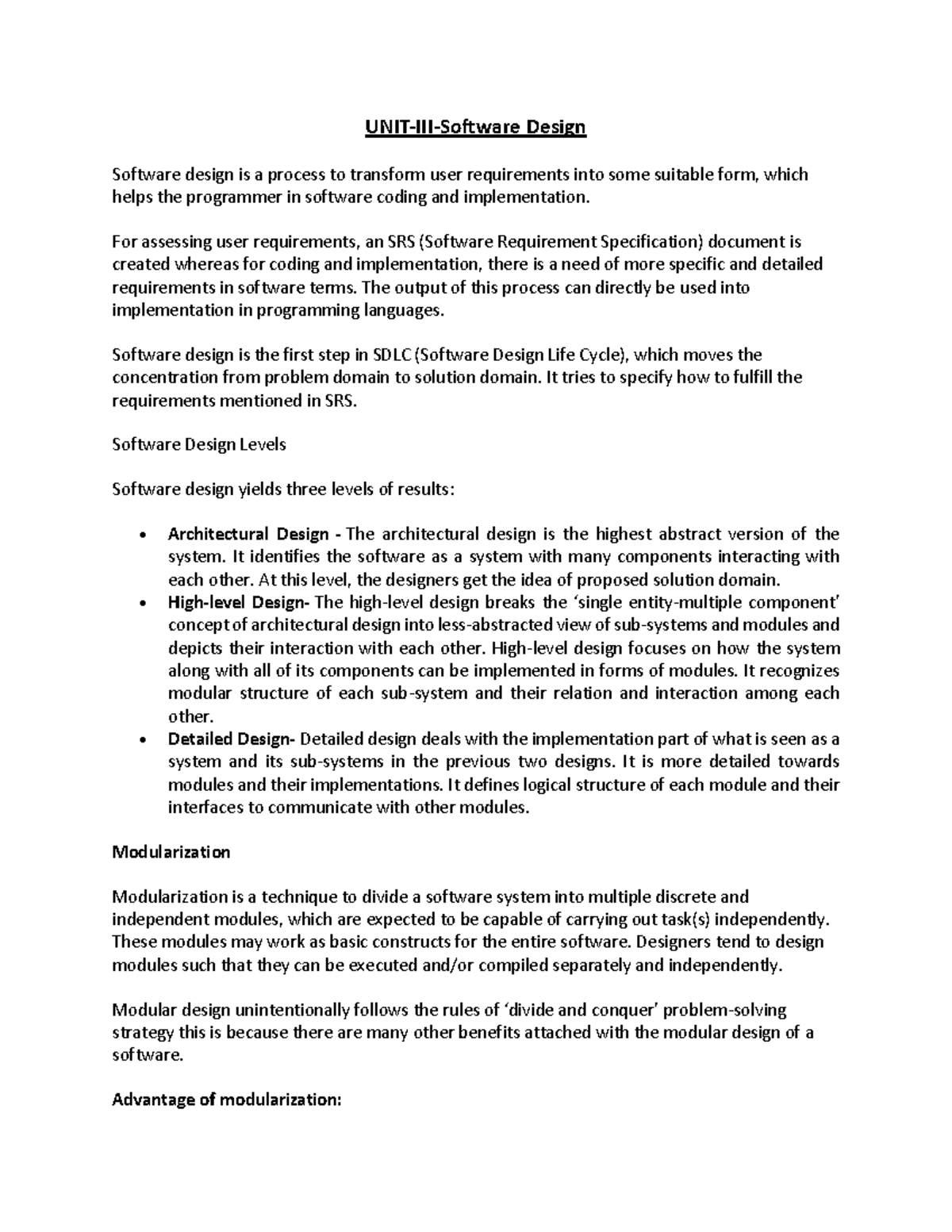 Software Engineering Unit 3: Comprehensive Software Design Overview ...