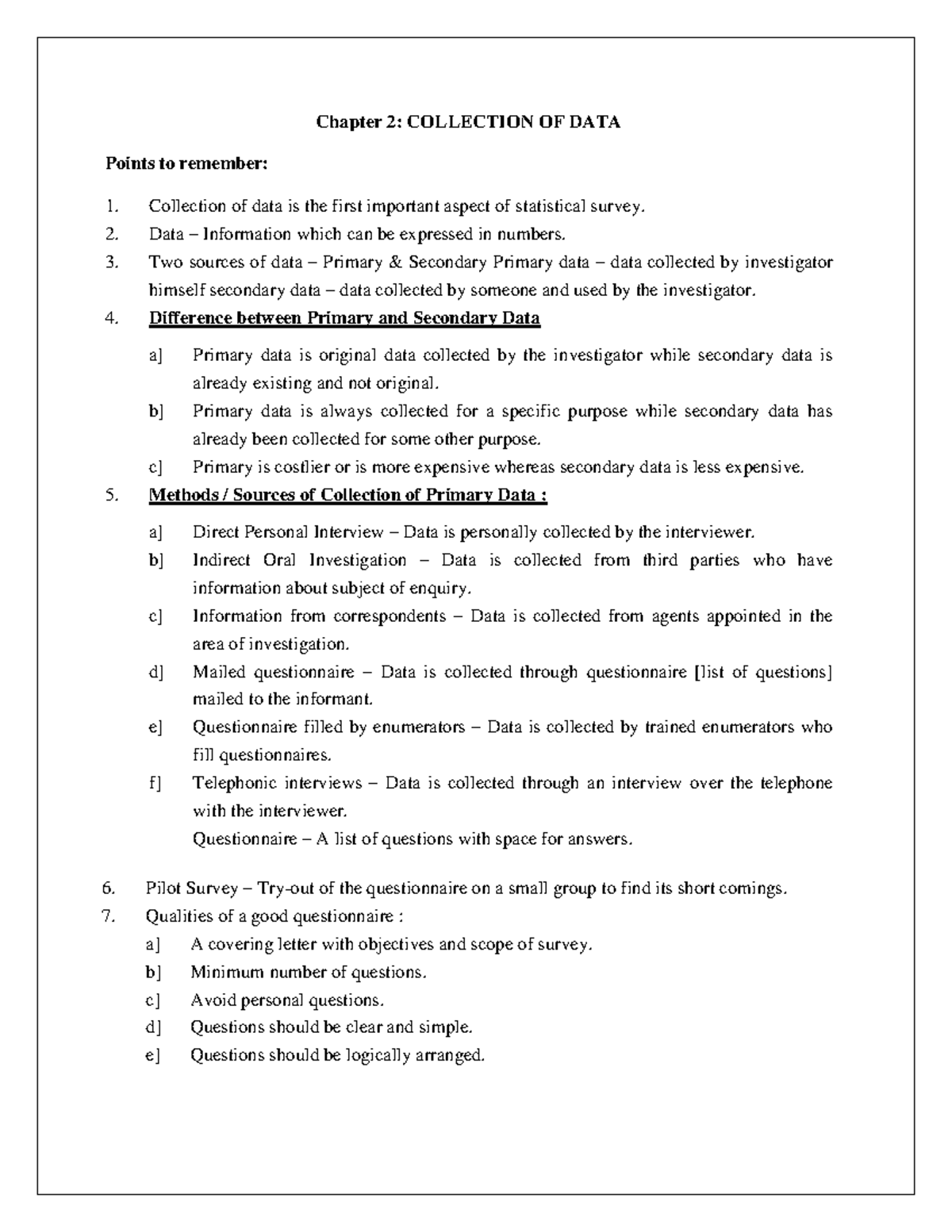 Chapter 2: Data Collection Methods and Key Concepts - Studocu
