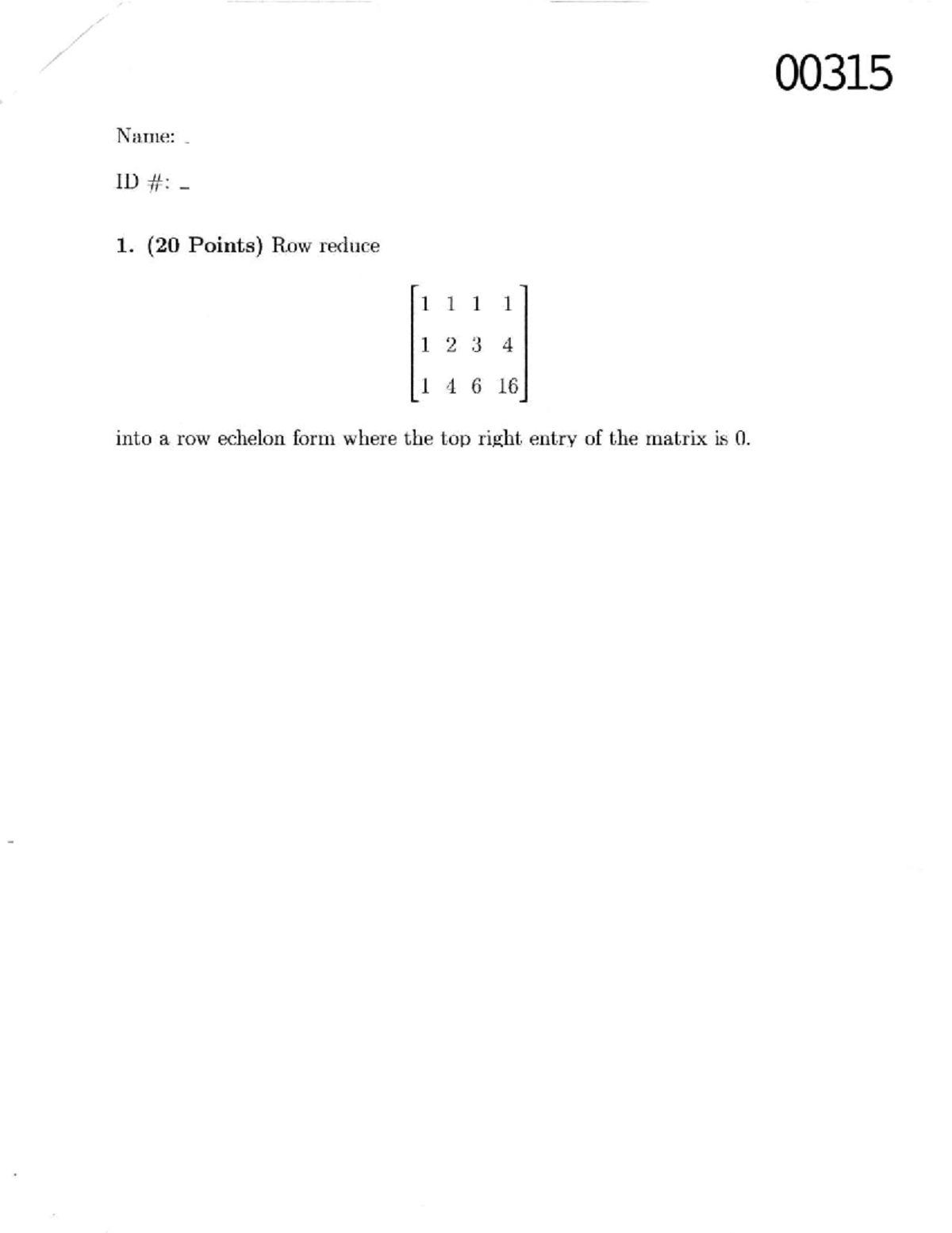 Math 00315: Final Exam Review - Matrix Theory & Differential Equations ...