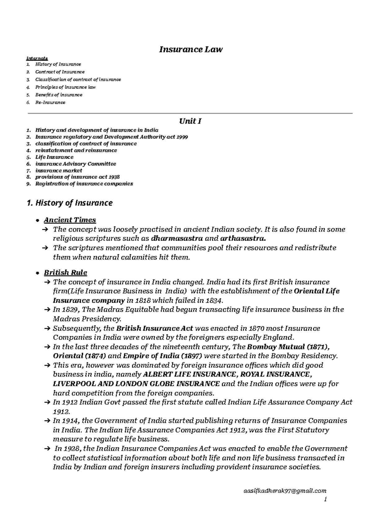 Ak - Insurance Law - Course summary and assignment - Insurance Law ...