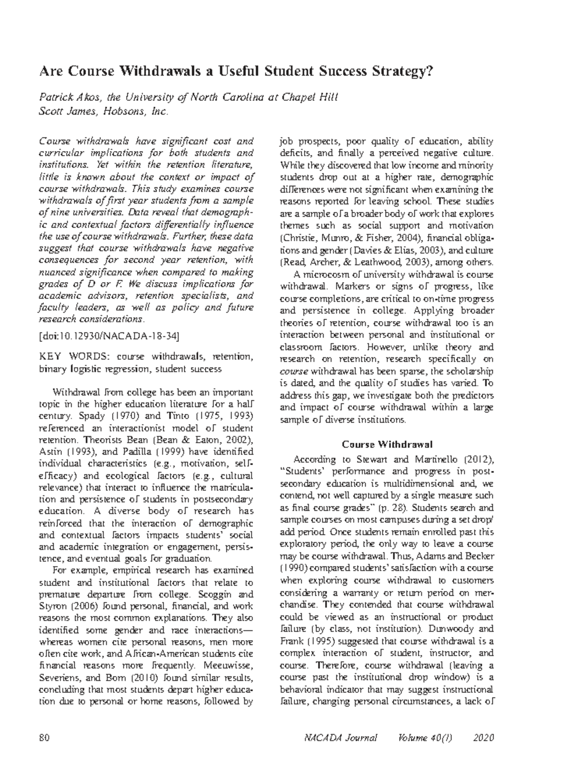 Course Withdrawals and Their Impact on Student Retention: A Study (EDUC ...