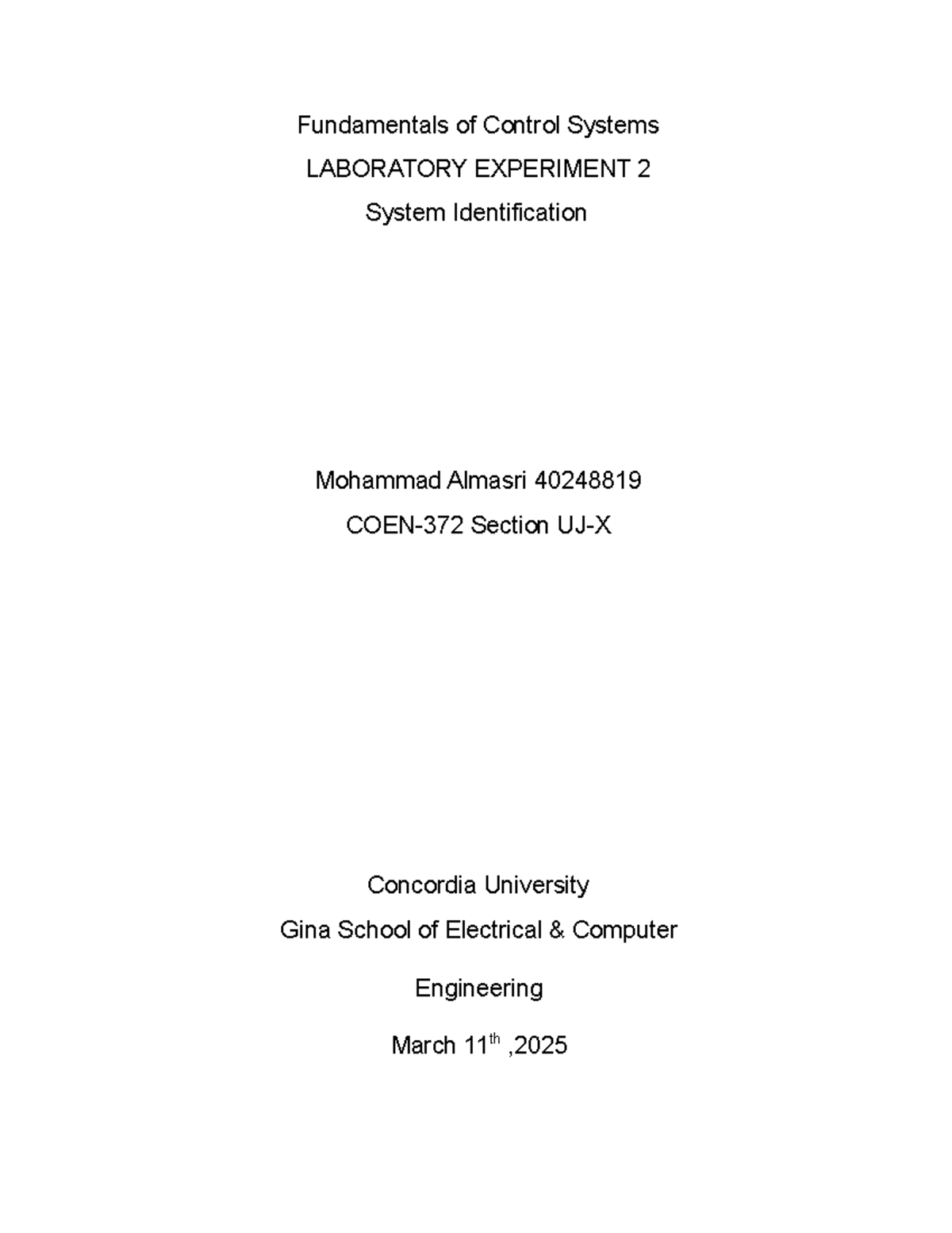 40248818 ELEC372 LAB2 - Control Systems Lab Report for ECP Model - Studocu