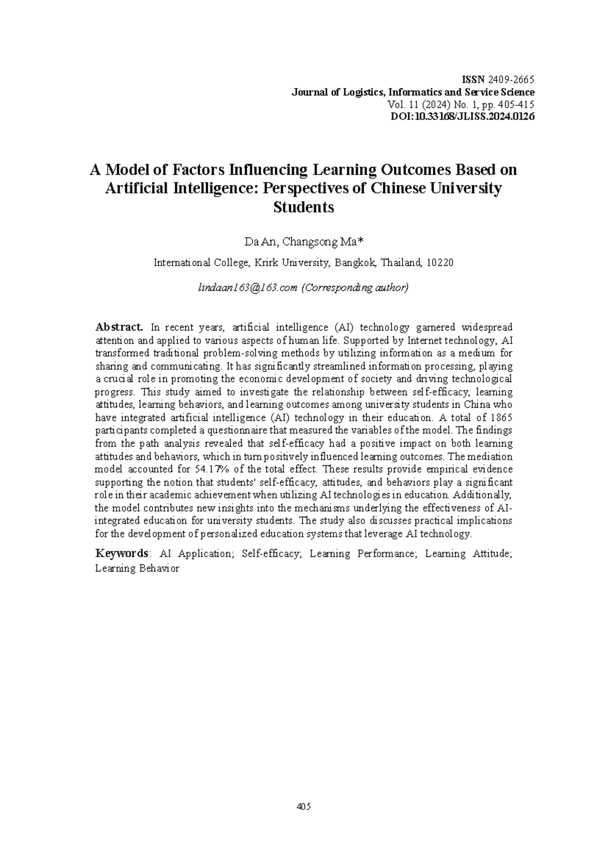 A Model of Factors Influencing Learning Outcomes with AI: Insights from ...