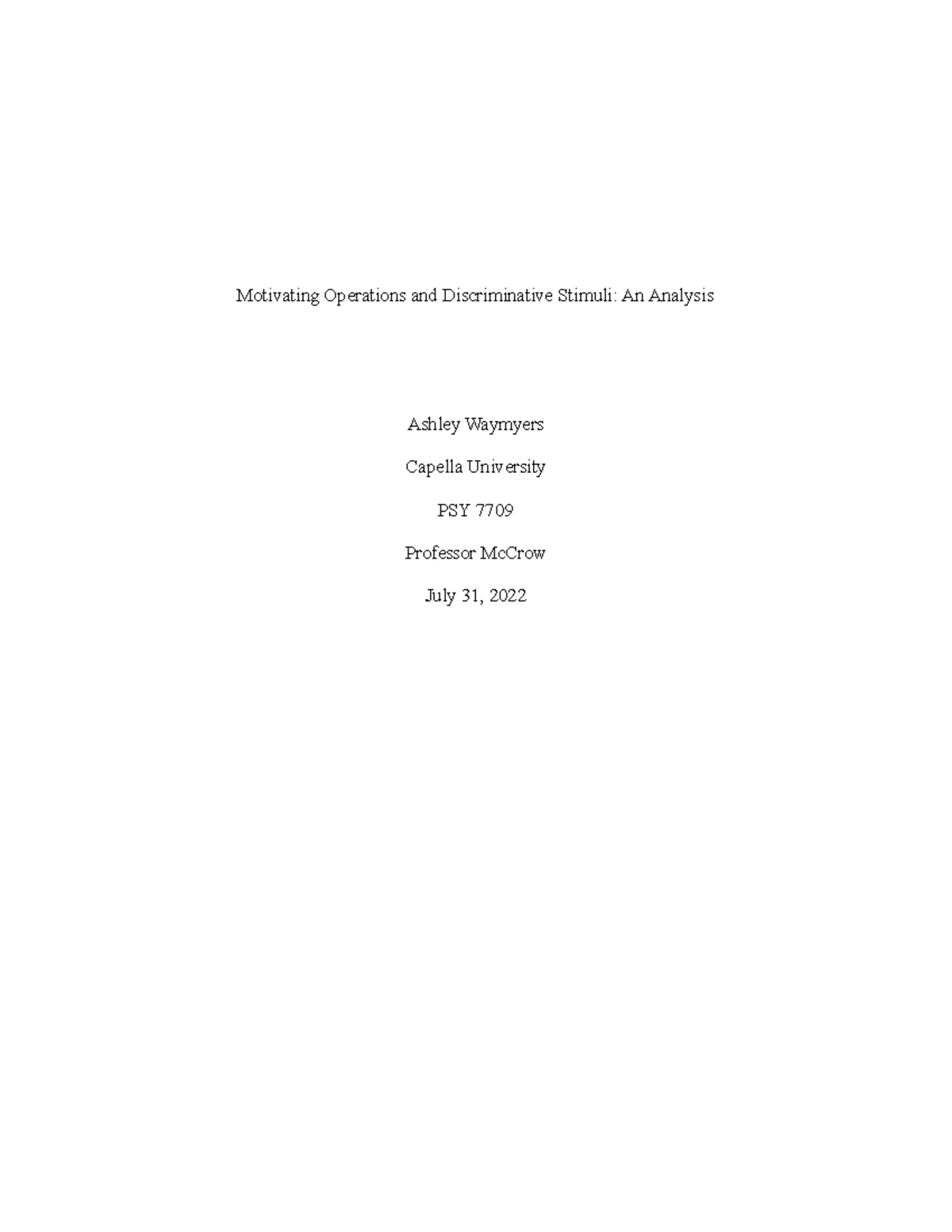 PSY7709- Week 2-Defining Behavior - Defining Behavior: Operational ...