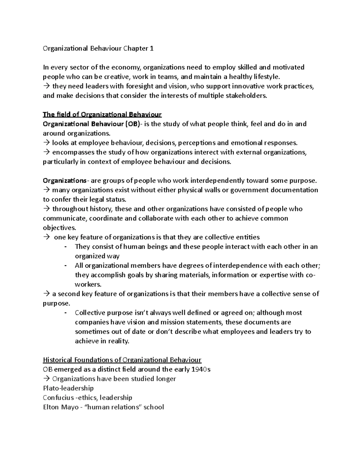 Chapter 1 Notes - Chapter 1 Notes Introduction to the Field of ...