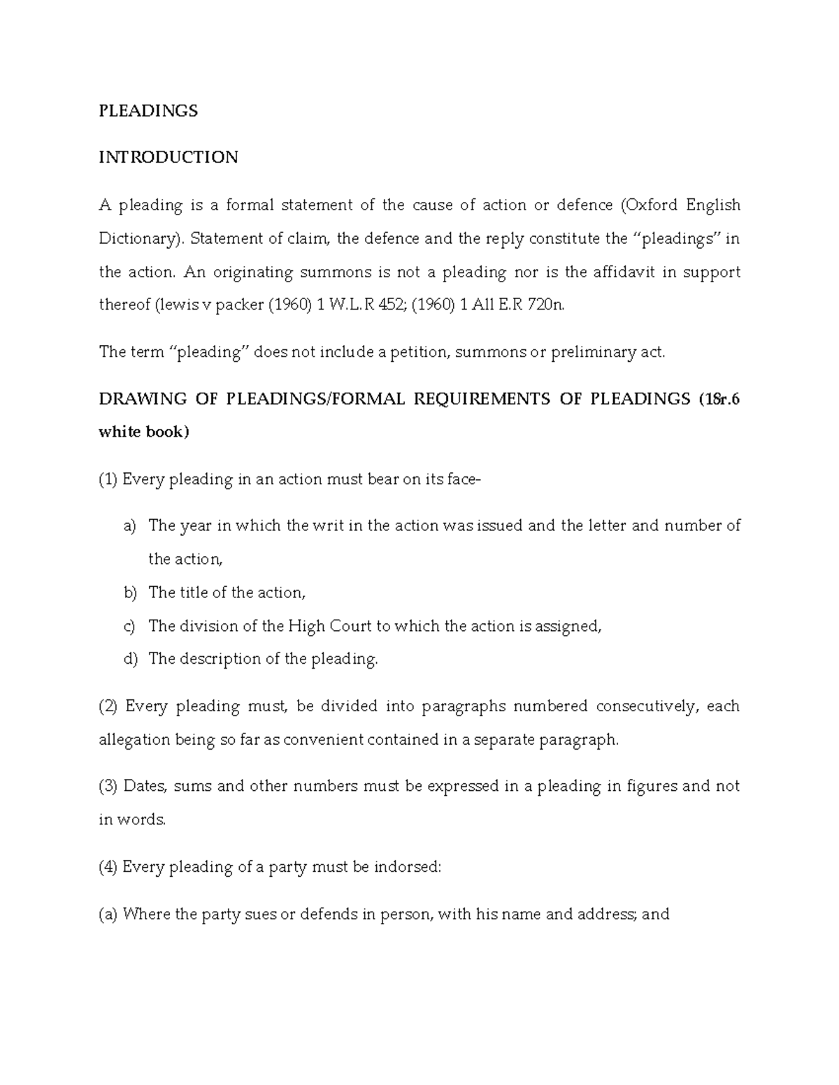 Topic 4: Pleadings in Civil & Criminal Procedure Overview (LAW 101 ...