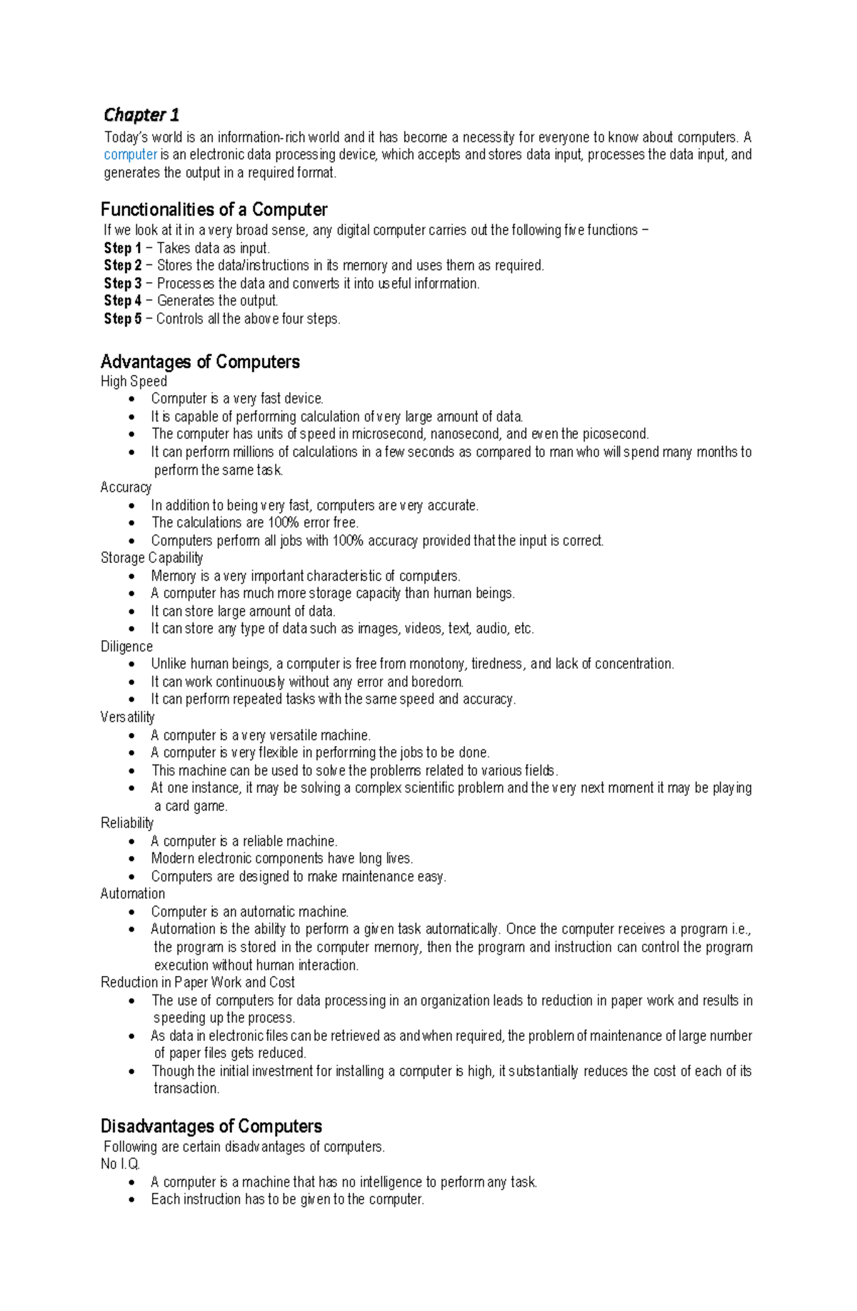 Computer fundamentals handout - Chapter 1 Today’s world is an ...