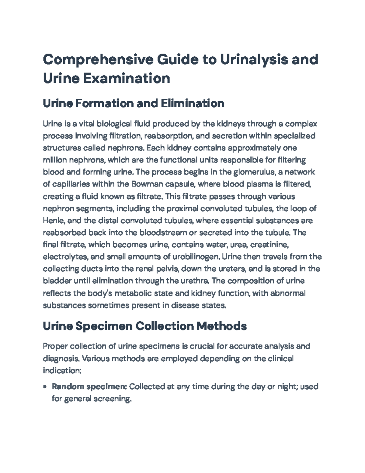 Comprehensive Guide to Urinalysis Techniques and Specimen Collection ...