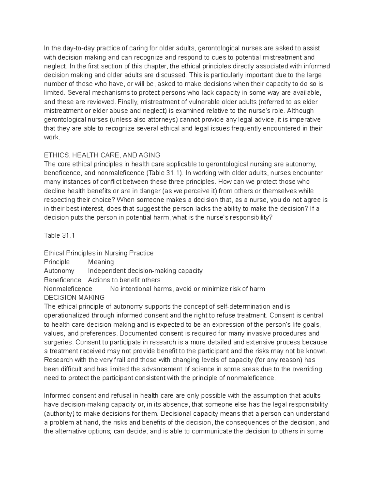 Ethical Decision-Making and Informed Consent in Geriatric Nursing (NURS ...
