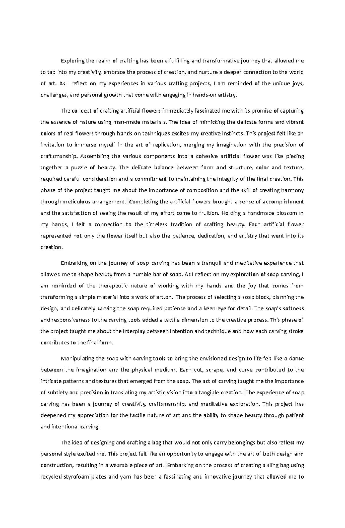 Reflection in making craft - Exploring the realm of crafting has been a ...