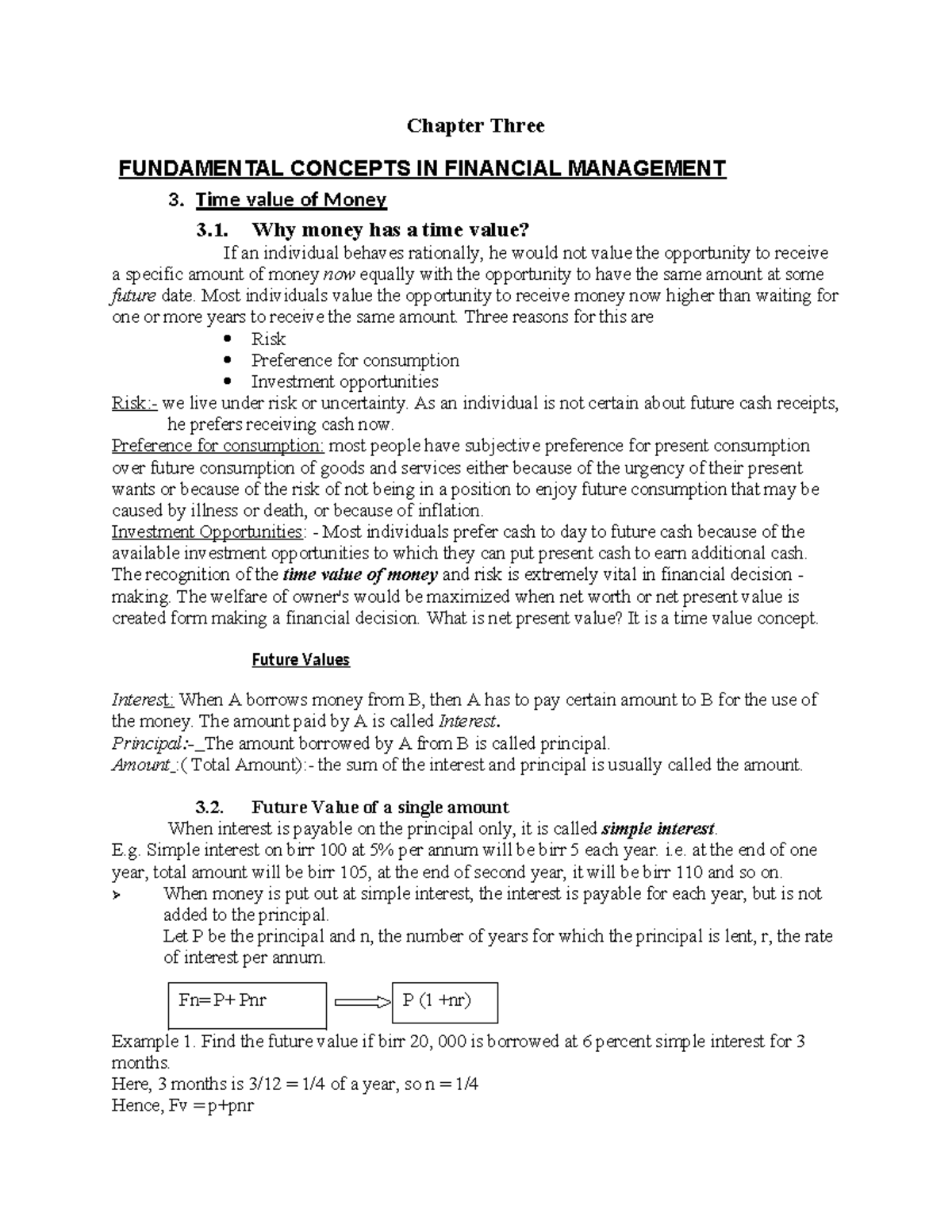 FM I Chapter 3 - Time Value of Money and Financial Concepts - Studocu